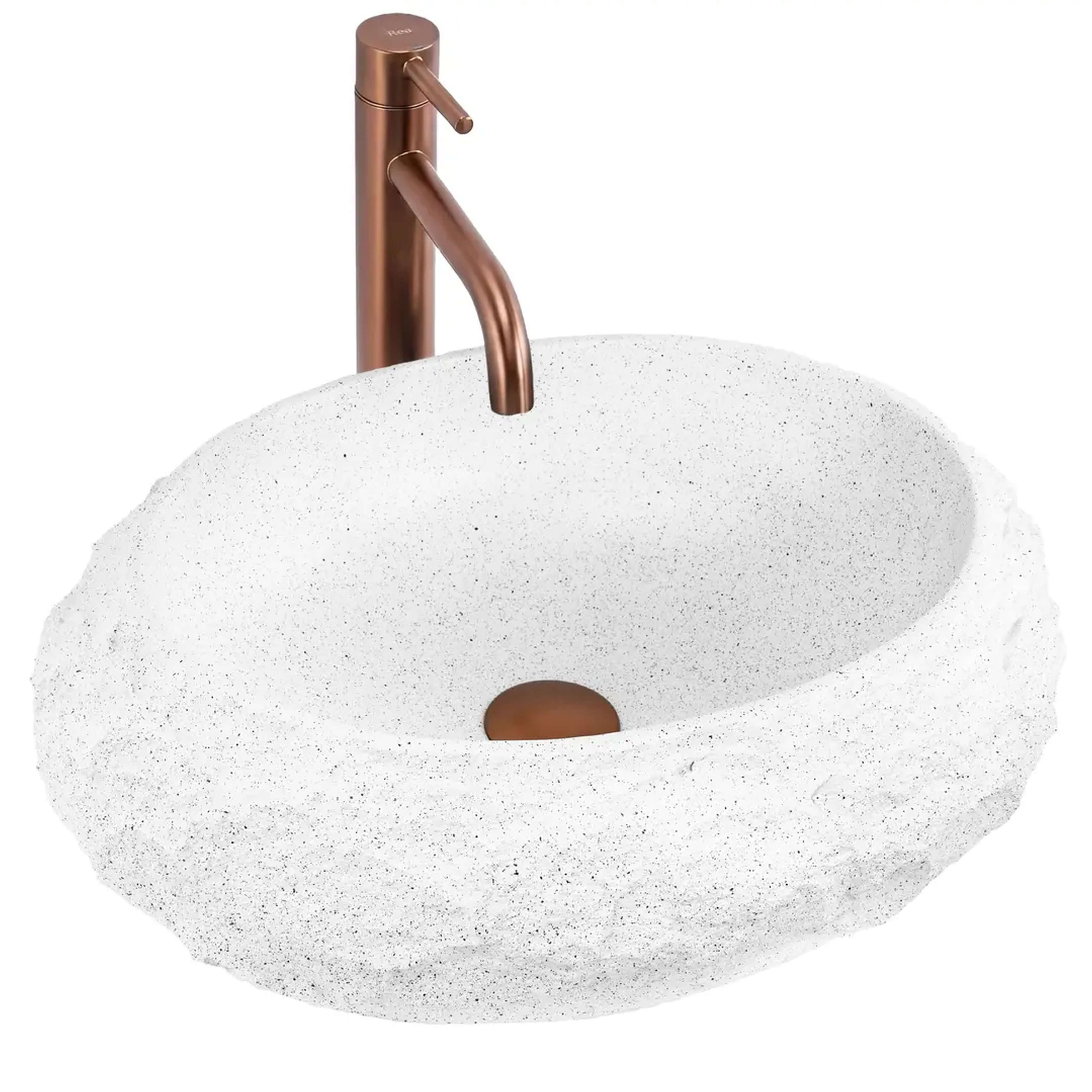 Rea Mika Waschbecken 50x38 cm oval Aufsatzwaschbecken weiß-grauer Stein matte REA-U3223