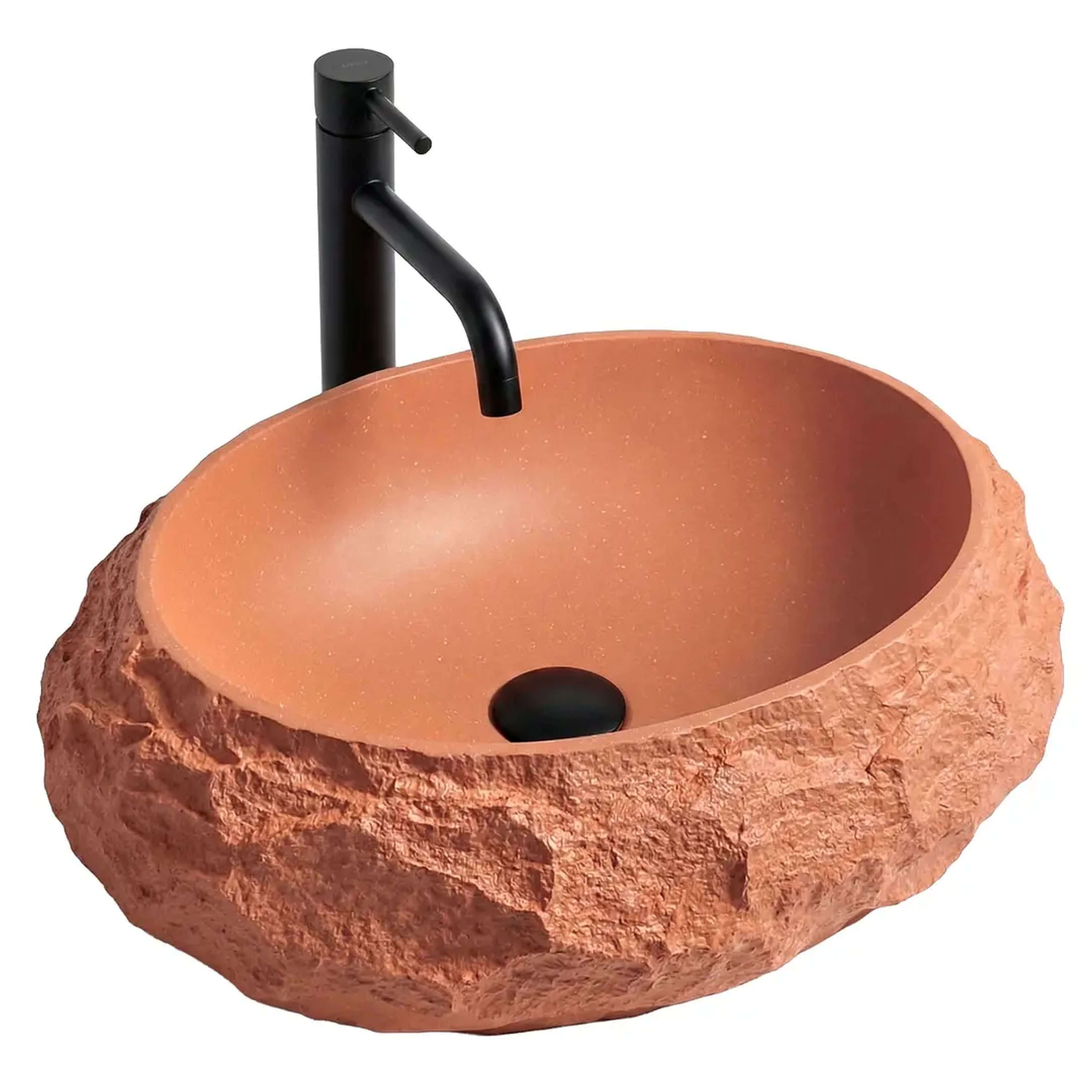 Rea Mika Waschbecken 50x38 cm oval Aufsatzwaschbecken grauer Stein-braun/beige matte REA-U7349