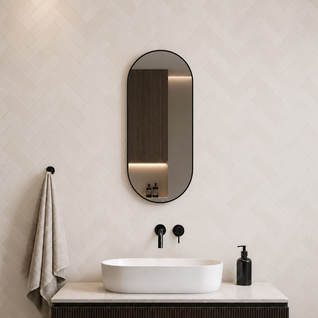 Baltica Design Aluma Spiegel 45x90 cm oval schwarz 5904107933597