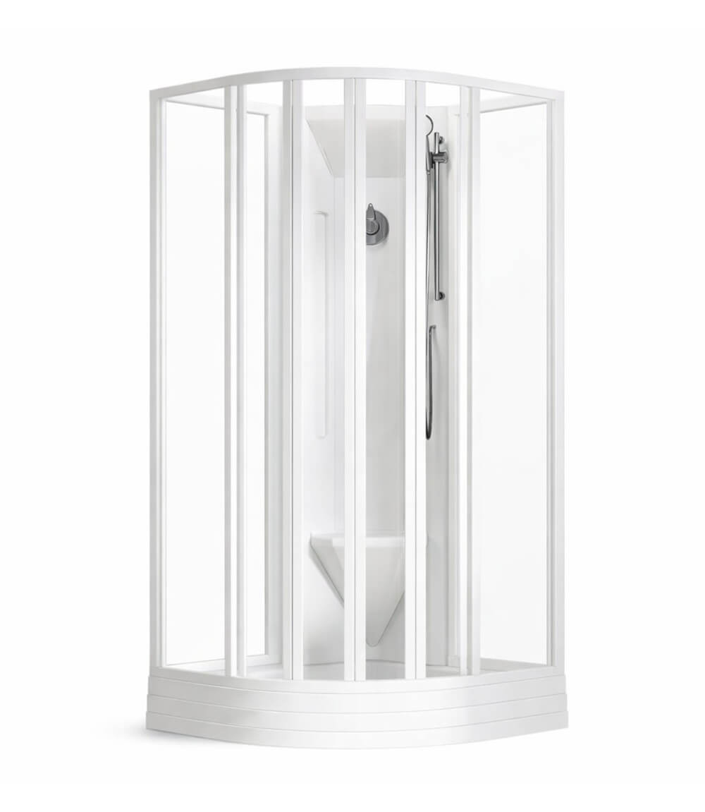 Ravak Supernova Duschkabinen-Set mit Duschwanne 80x80 cm halbrund weiß Glanz/durchsichtiges Glas 80644112Z1