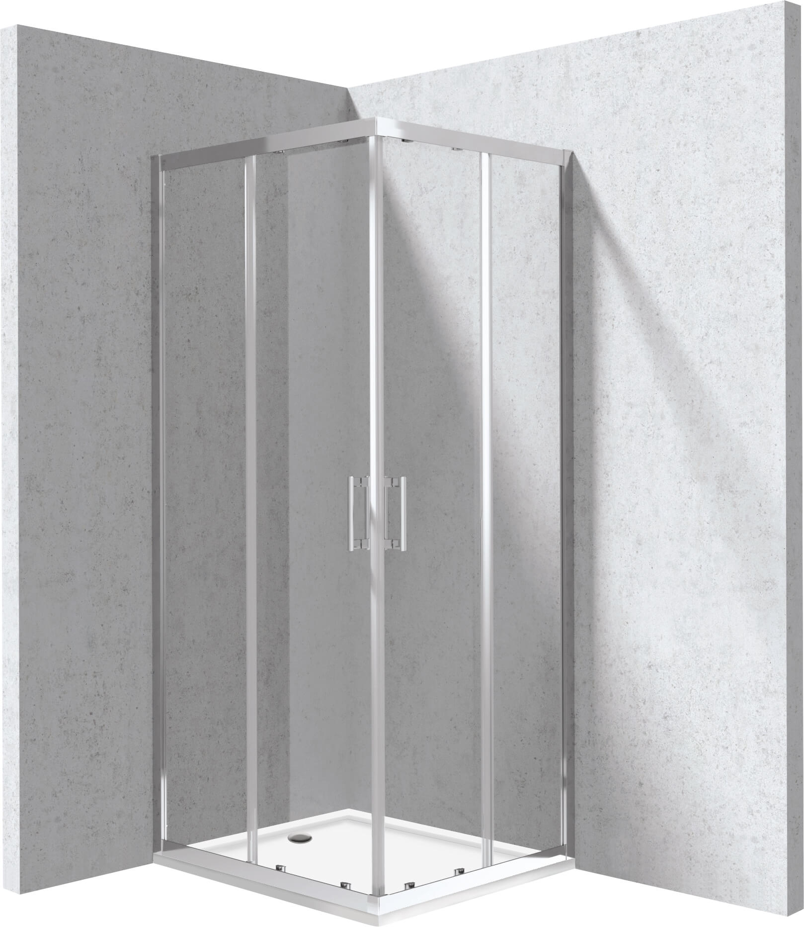 Deante Funkia Evo Duschkabinen-Set mit Duschwanne 90x80 cm rechteckig chrom Glanz/durchsichtiges Glas KYCP0089P