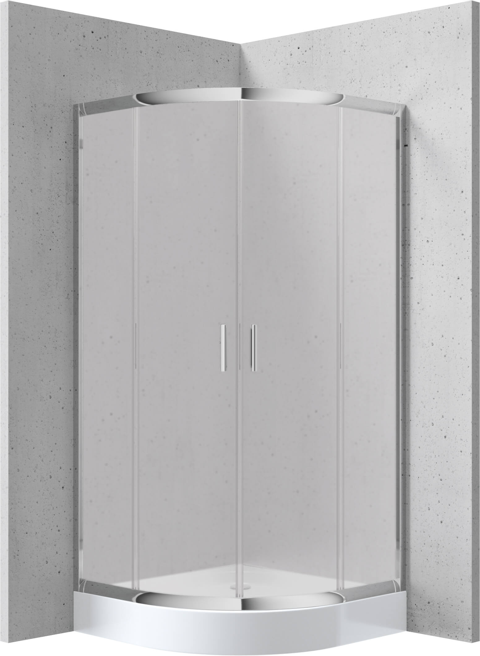 Deante Funkia Duschkabinen-Set mit Duschwanne 80x80 cm halbrund chrom Glanz/durchsichtiges Glas KYPZ652K