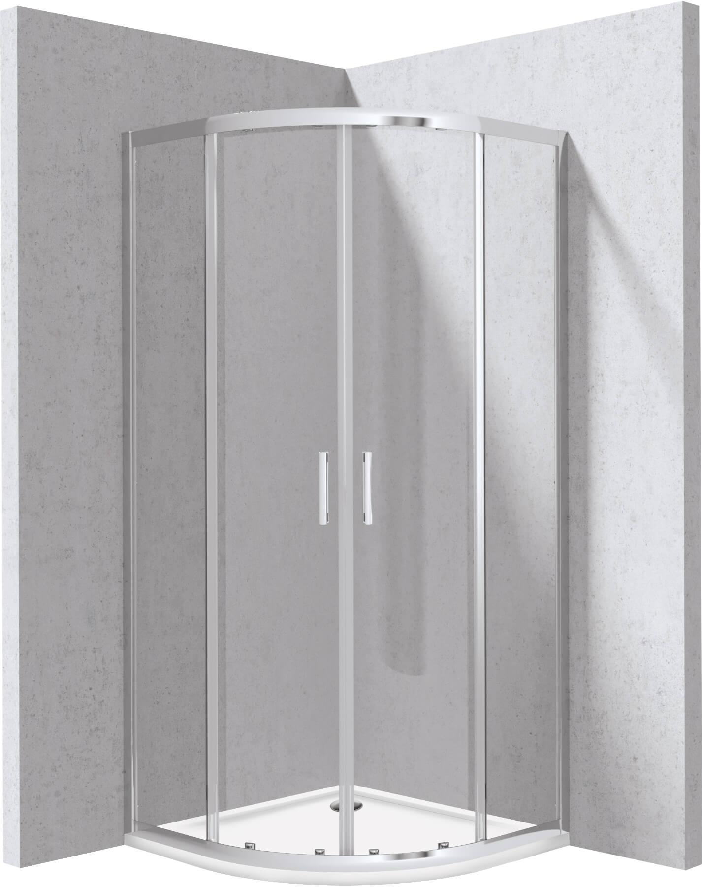 Deante Funkia Evo Duschkabinen-Set mit Duschwanne 90x90 cm halbrund chrom Glanz/durchsichtiges Glas KYPP0099P