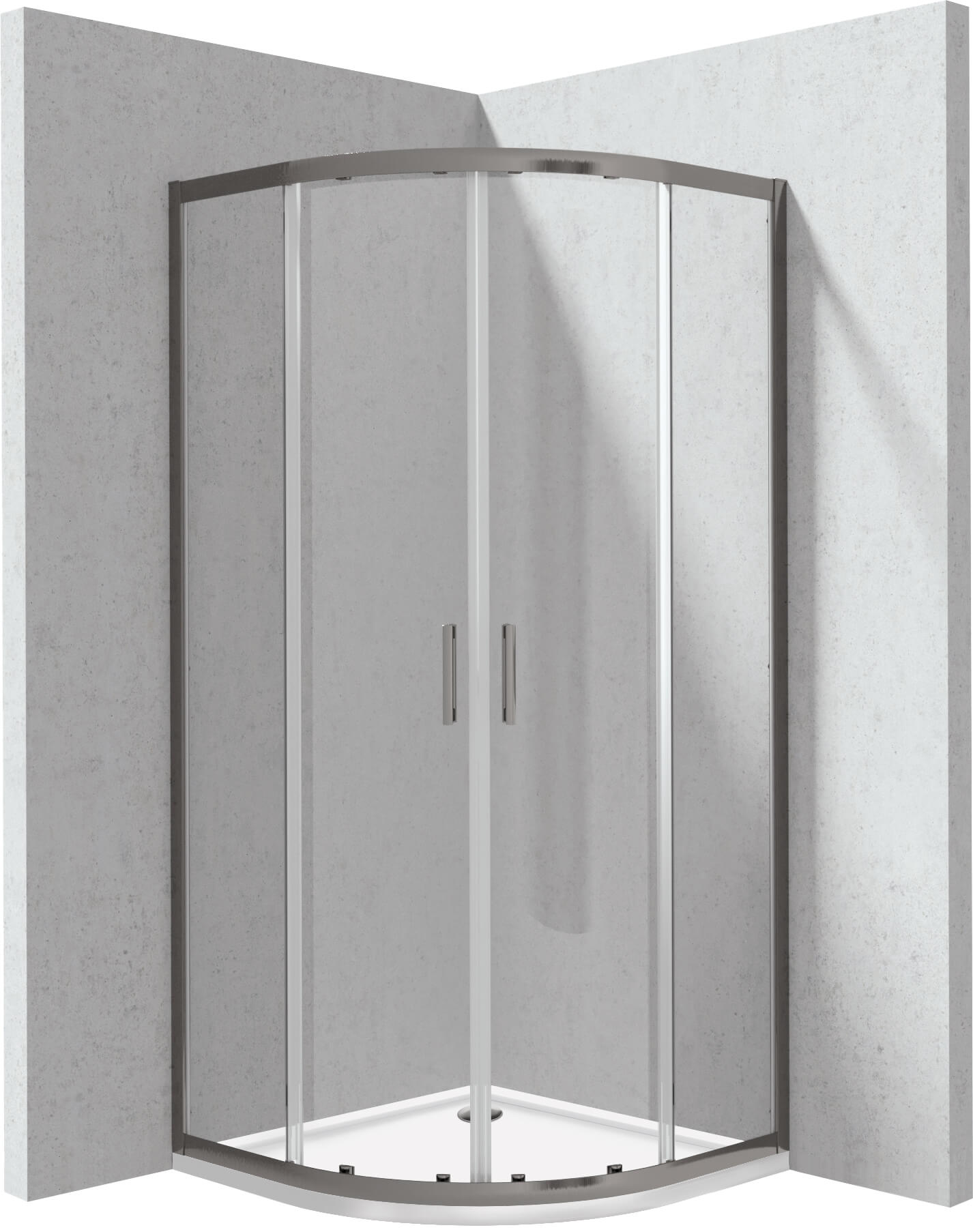 Deante Funkia Evo Duschkabinen-Set mit Duschwanne 80x80 cm halbrund graphit Matte/durchsichtiges Glas KYPPD088P