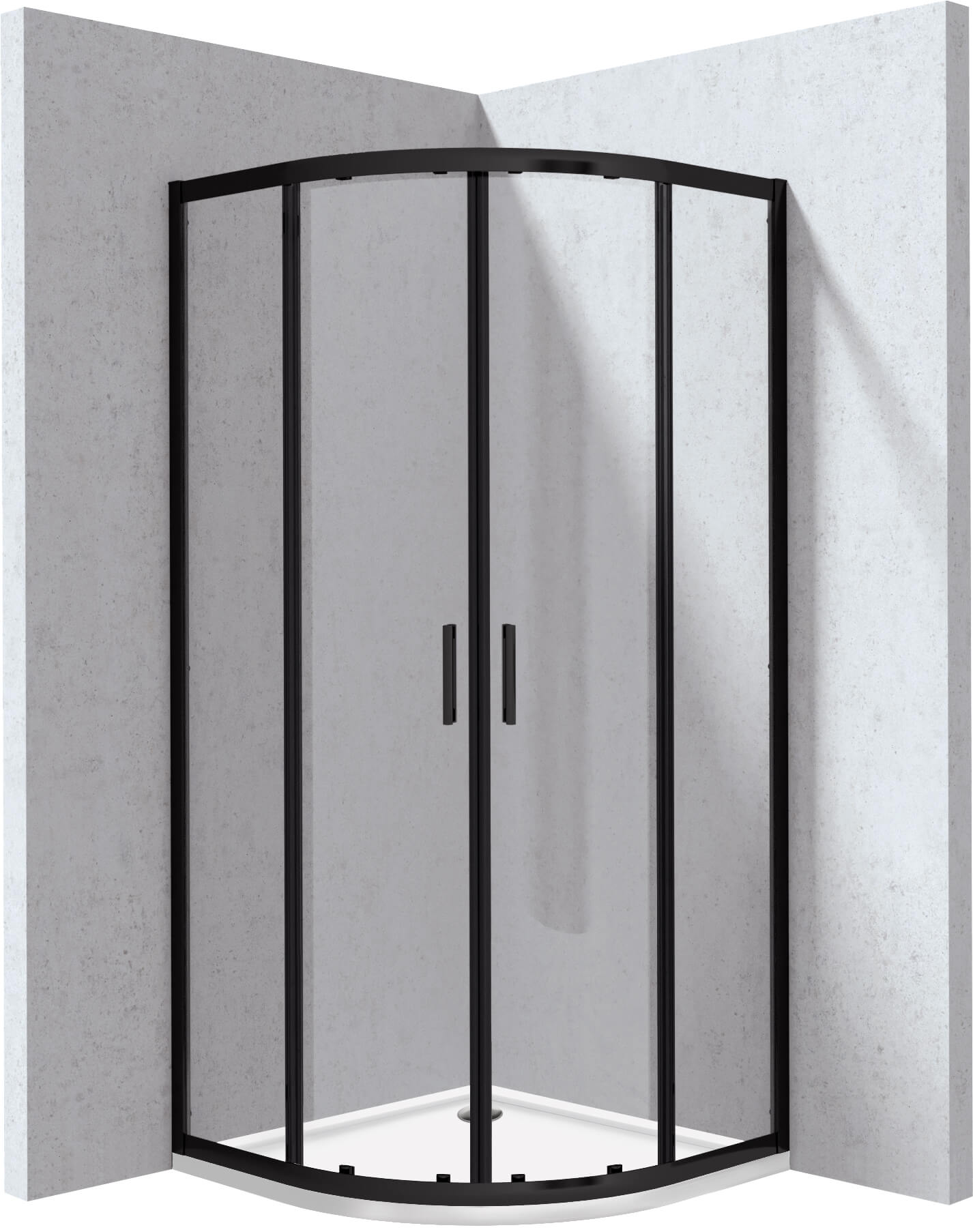 Deante Funkia Evo Duschkabinen-Set mit Duschwanne 80x80 cm halbrund schwarz Matte/durchsichtiges Glas KYPPN088P