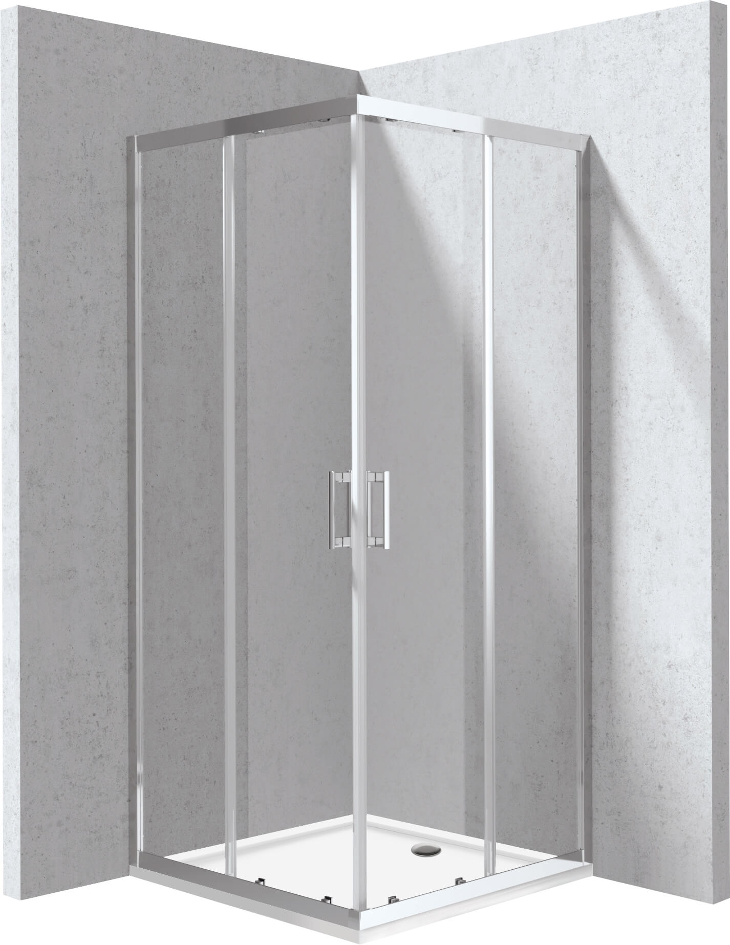 Deante Funkia Evo Duschkabinen-Set mit Duschwanne 90x90 cm quadratisch chrom Glanz/durchsichtiges Glas KYCP0099P