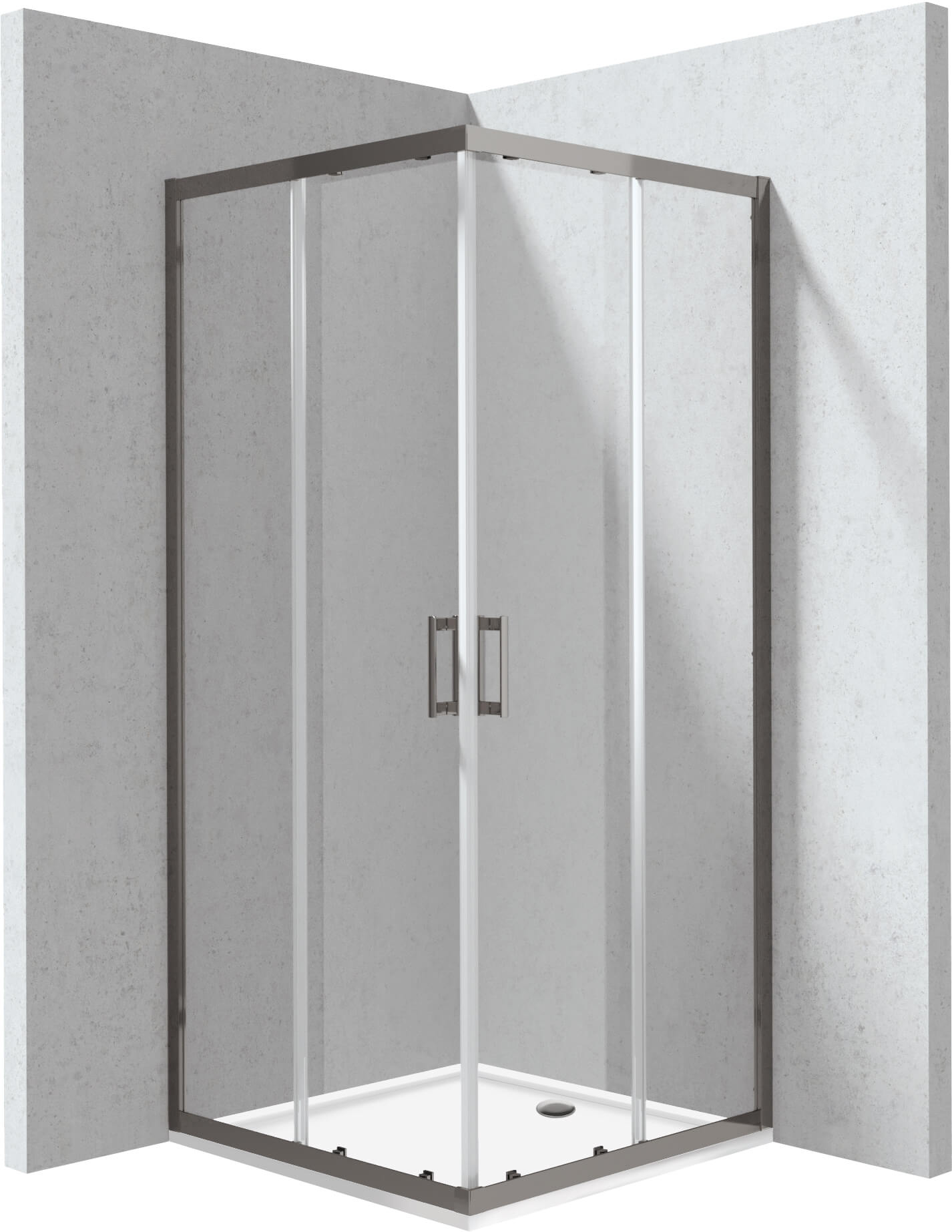 Deante Funkia Evo Duschkabinen-Set mit Duschwanne 80x80 cm quadratisch graphit Matte/durchsichtiges Glas KYCPD088P