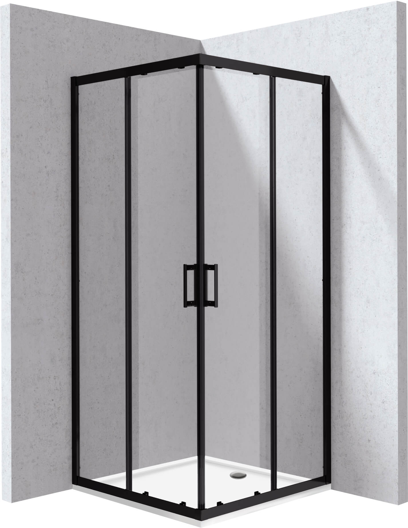 Deante Funkia Evo Duschkabinen-Set mit Duschwanne 80x80 cm quadratisch schwarz Matte/durchsichtiges Glas KYCPN088P