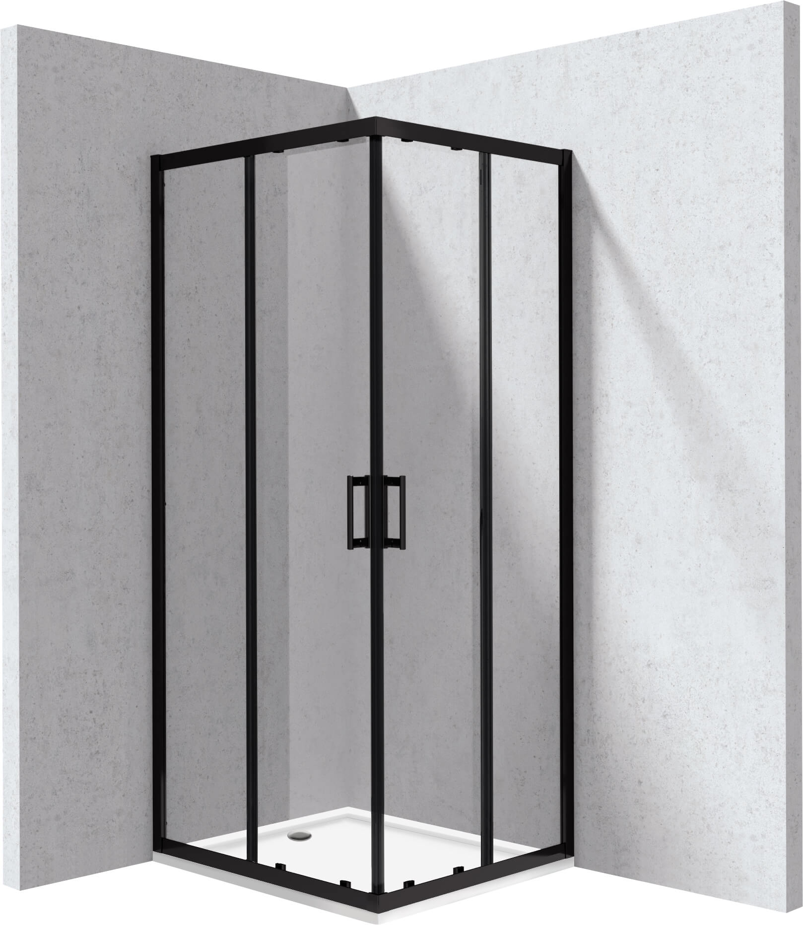 Deante Funkia Evo Duschkabinen-Set mit Duschwanne 90x80 cm rechteckig schwarz Matte/durchsichtiges Glas KYCPN089P