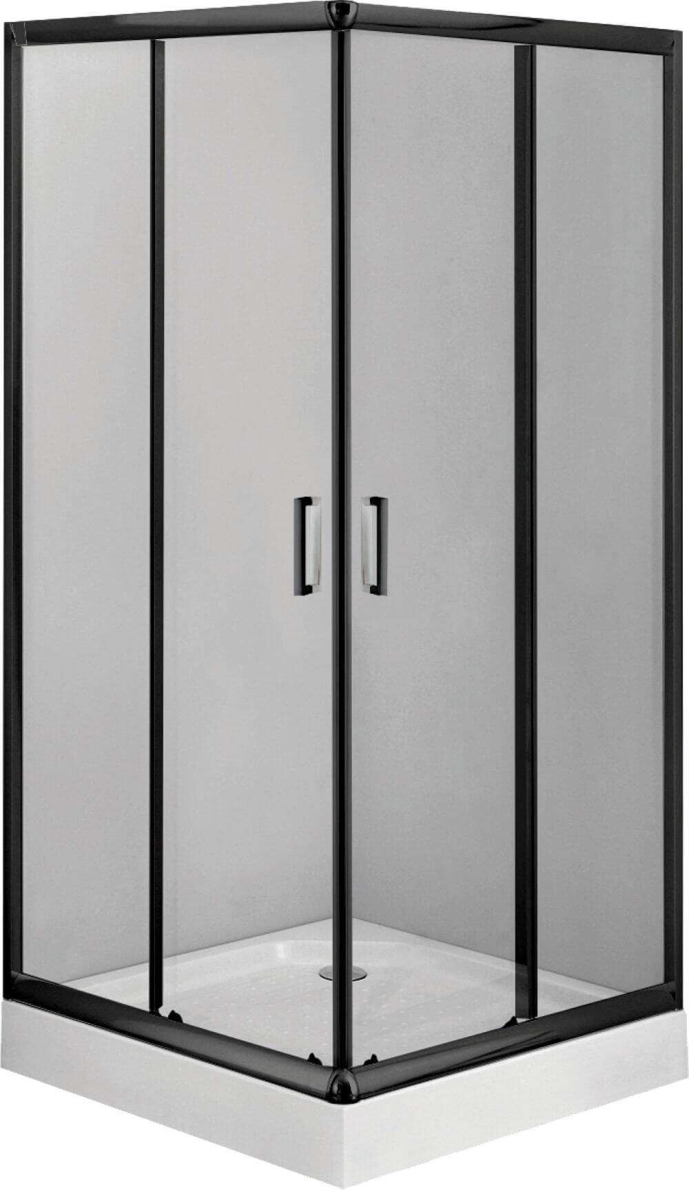 Deante Funkia Duschkabinen-Set mit Duschwanne 90x90 cm quadratisch schwarz Matte/durchsichtiges Glas KDDZN41K