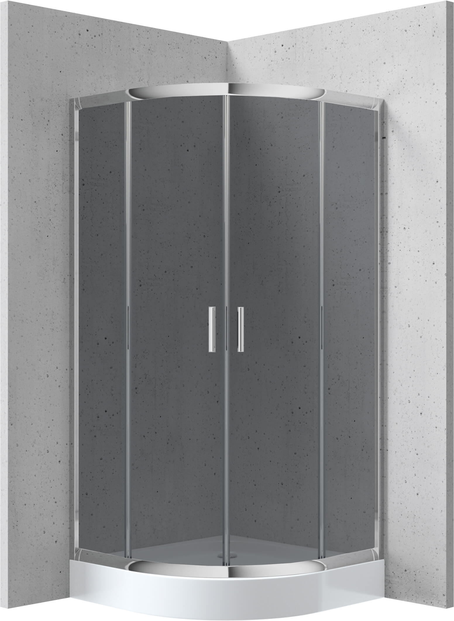 Deante Funkia Duschkabinen-Set mit Duschwanne 90x90 cm halbrund chrom Glanz/graues Glas KYPZ451K