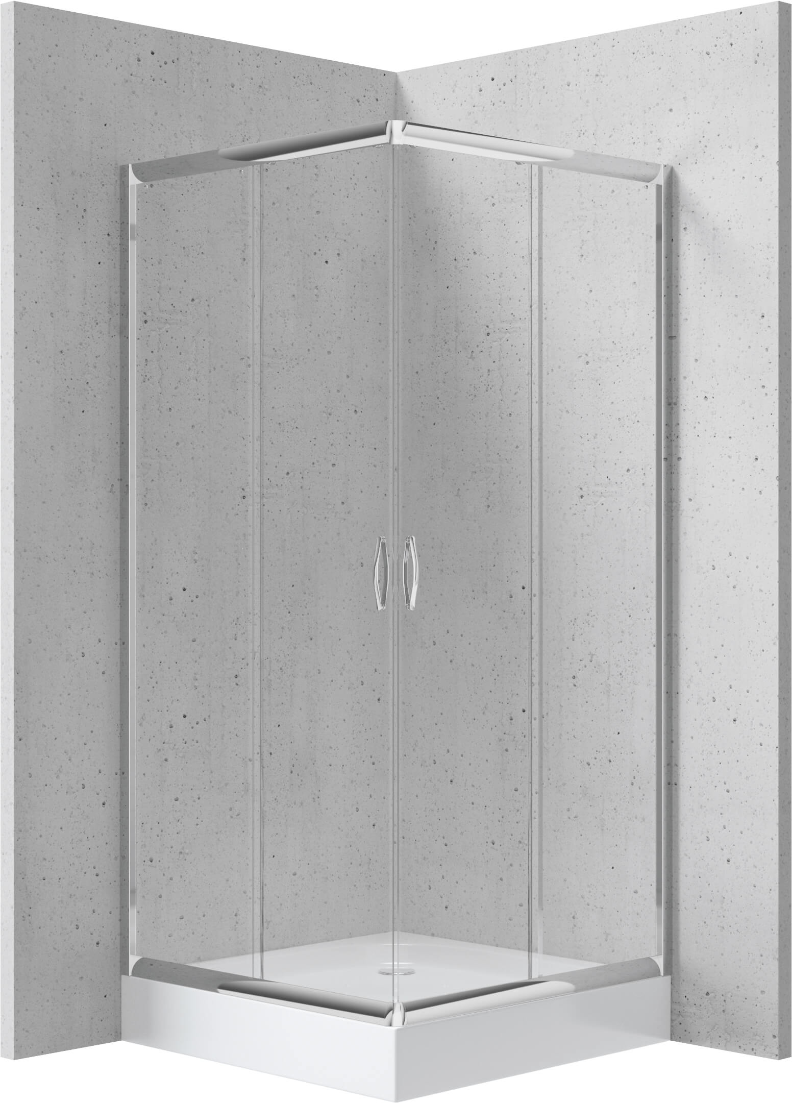 Deante Funkia Duschkabinen-Set mit Duschwanne 90x90 cm quadratisch chrom Glanz/durchsichtiges Glas KYCZ041K