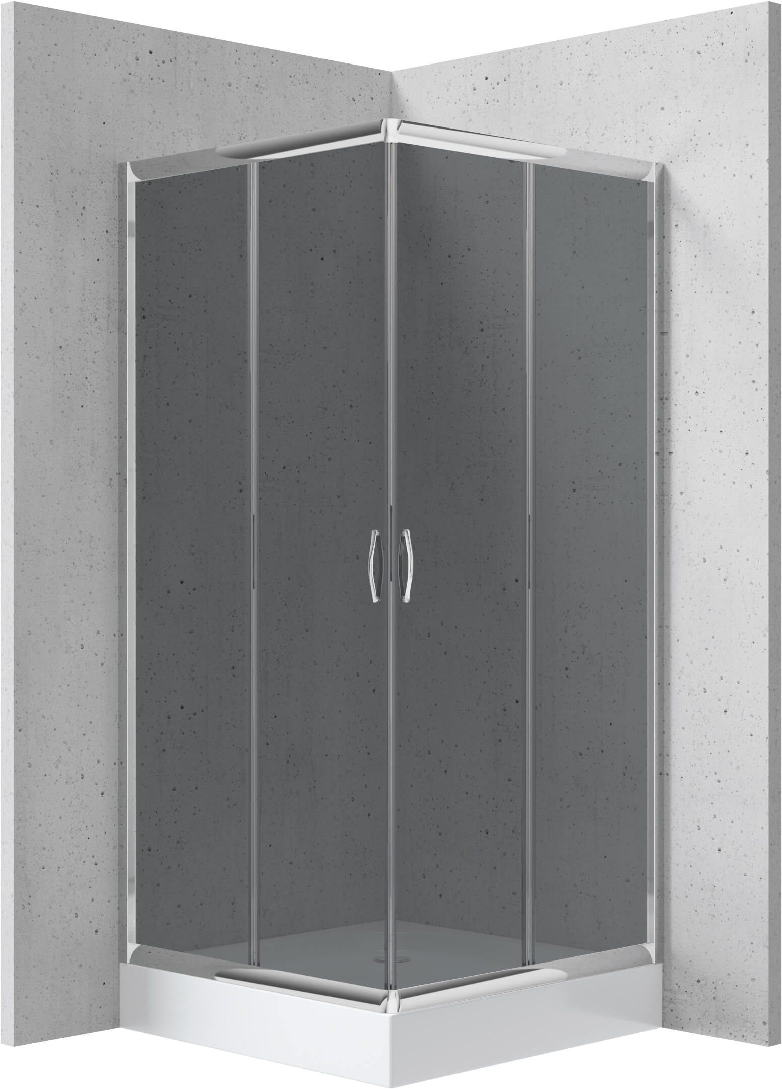 Deante Funkia Duschkabinen-Set mit Duschwanne 90x90 cm quadratisch chrom Glanz/graues Glas KYCZ441K