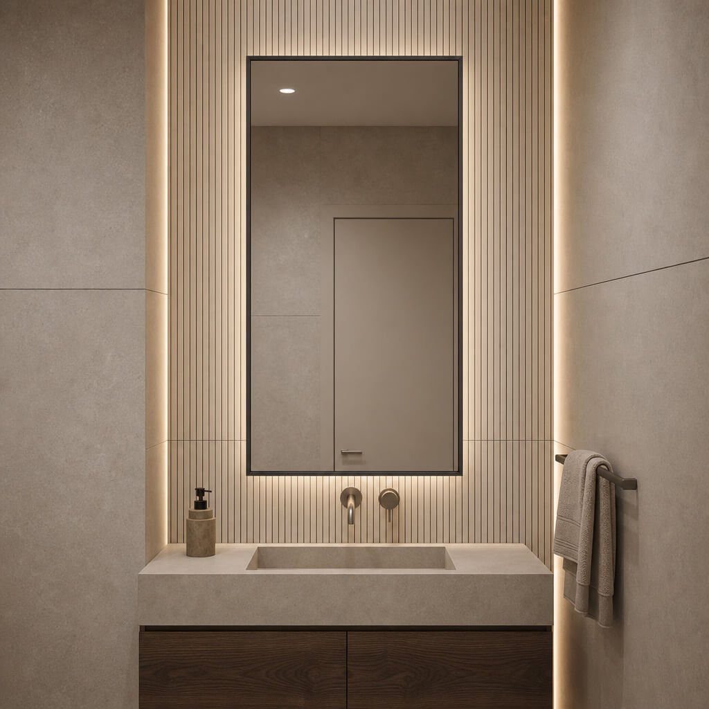 Baltica Design Aluma Spiegel 50x60 cm rechteckig mit Beleuchtung schwarz 5904107934136