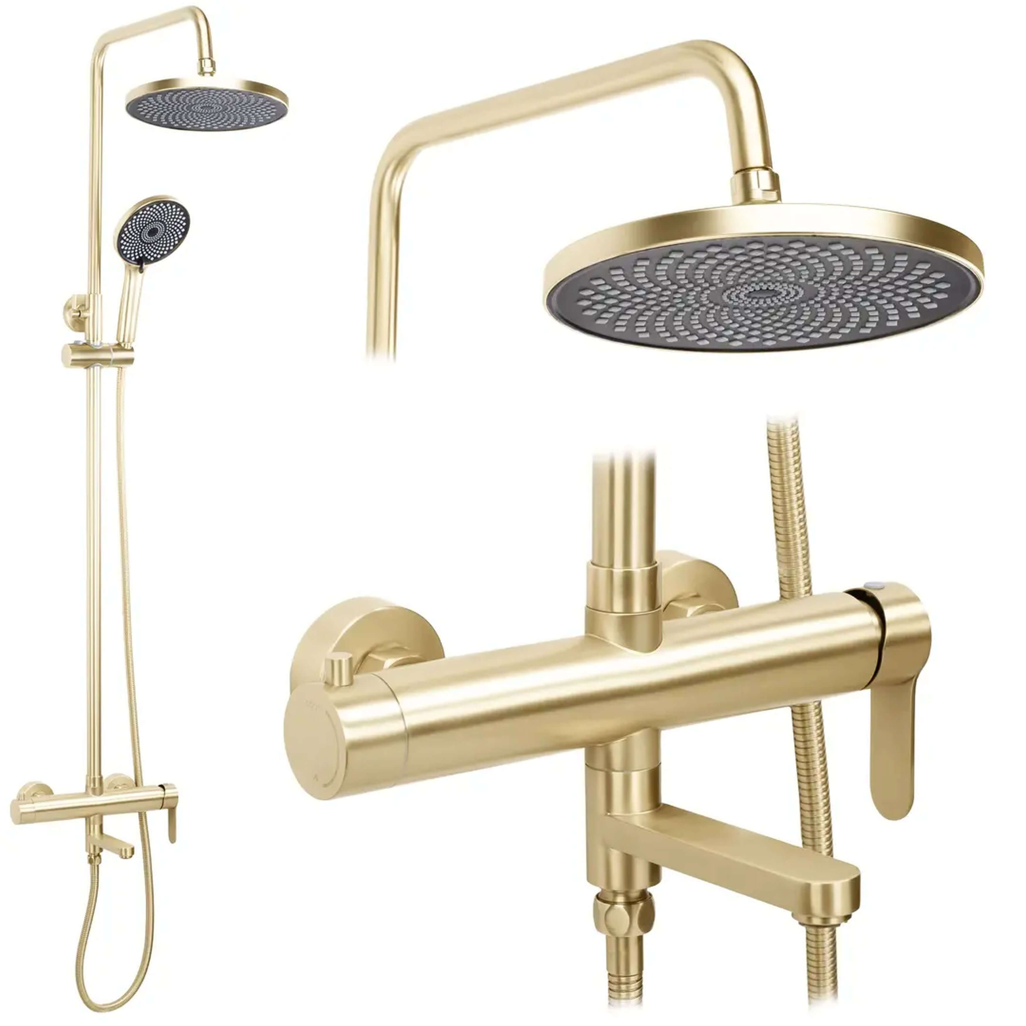 Rea Arcos Duschset Wandmontage mit Kopfbrause gold REA-P8716