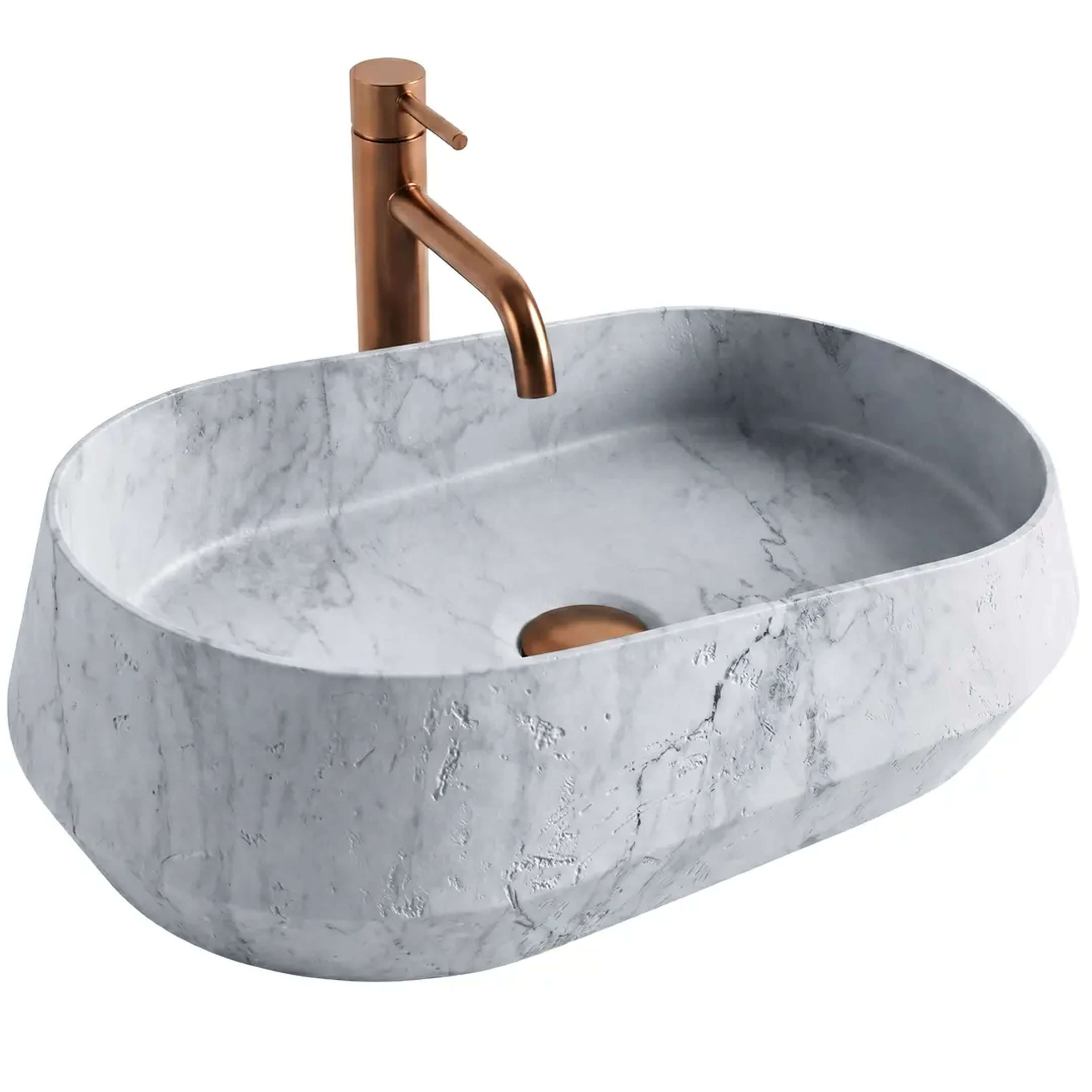 Rea Dune Waschbecken 59x38 cm Aufsatzwaschbecken grauer Stein matte REA-U3541