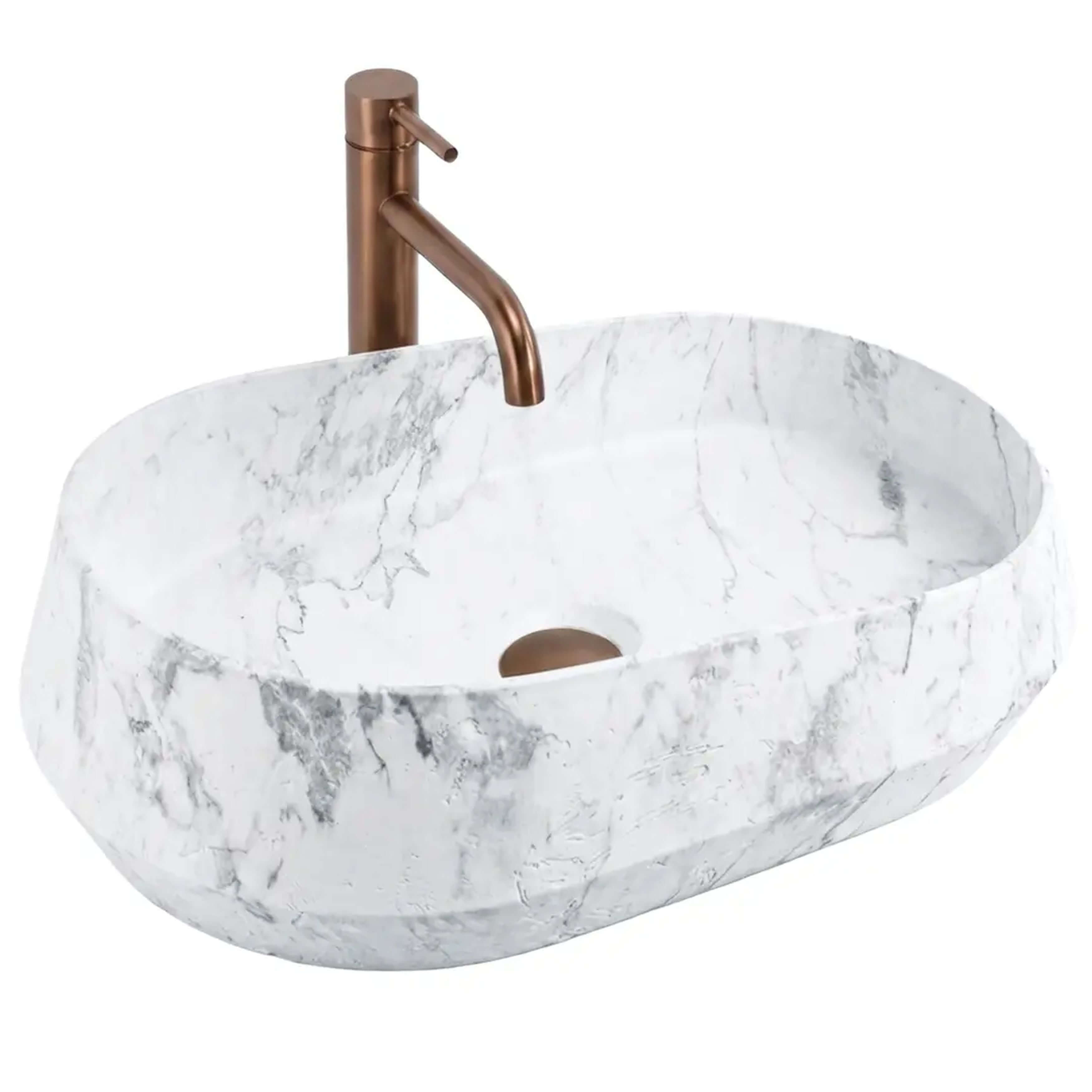Rea Dune Waschbecken 59x38 cm Aufsatzwaschbecken grauer Stein matte REA-U3538