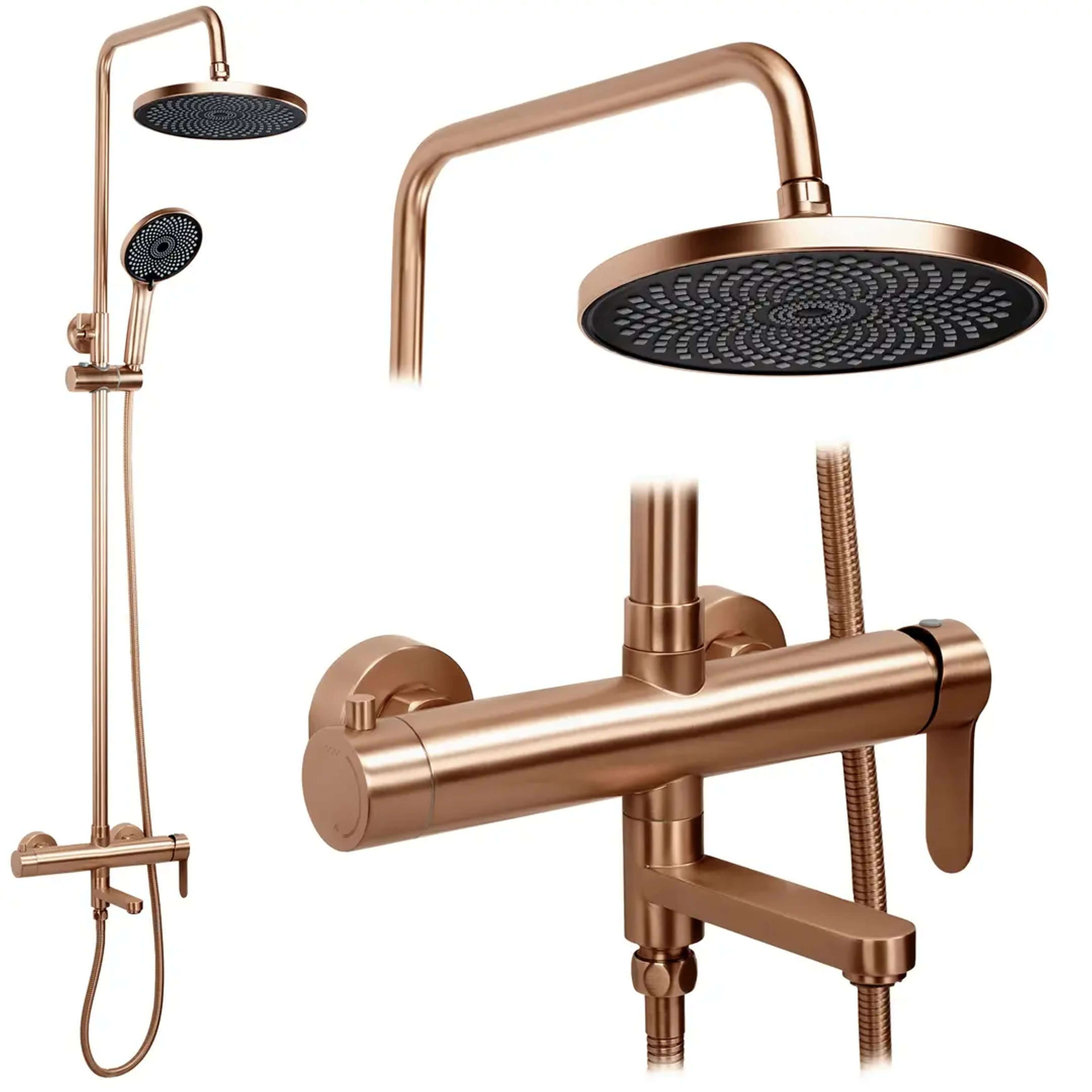 Rea Arcos Duschset Wandmontage mit Kopfbrause kupfer REA-P8715