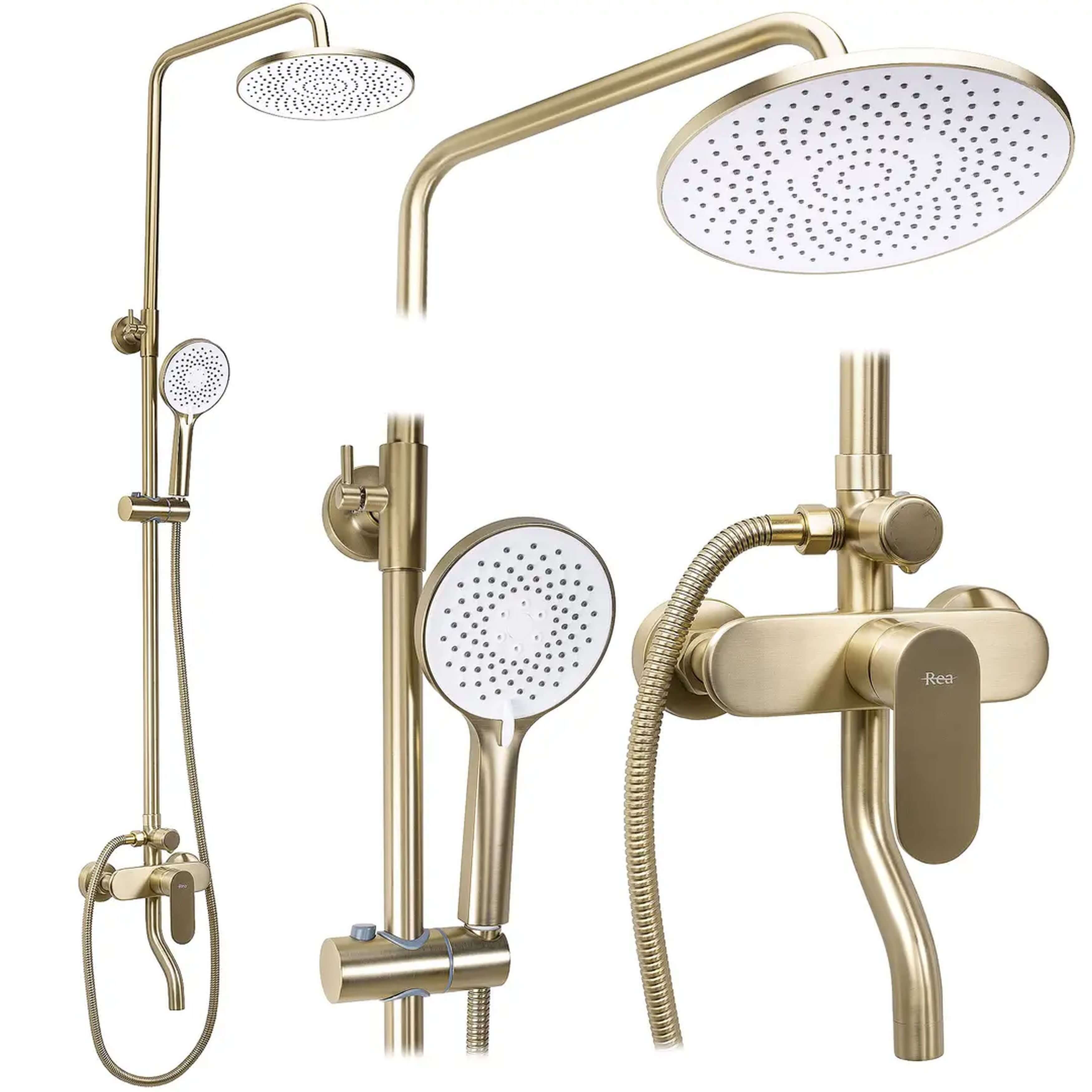 Rea Drop Duschset Wandmontage mit Kopfbrause gold REA-P7063