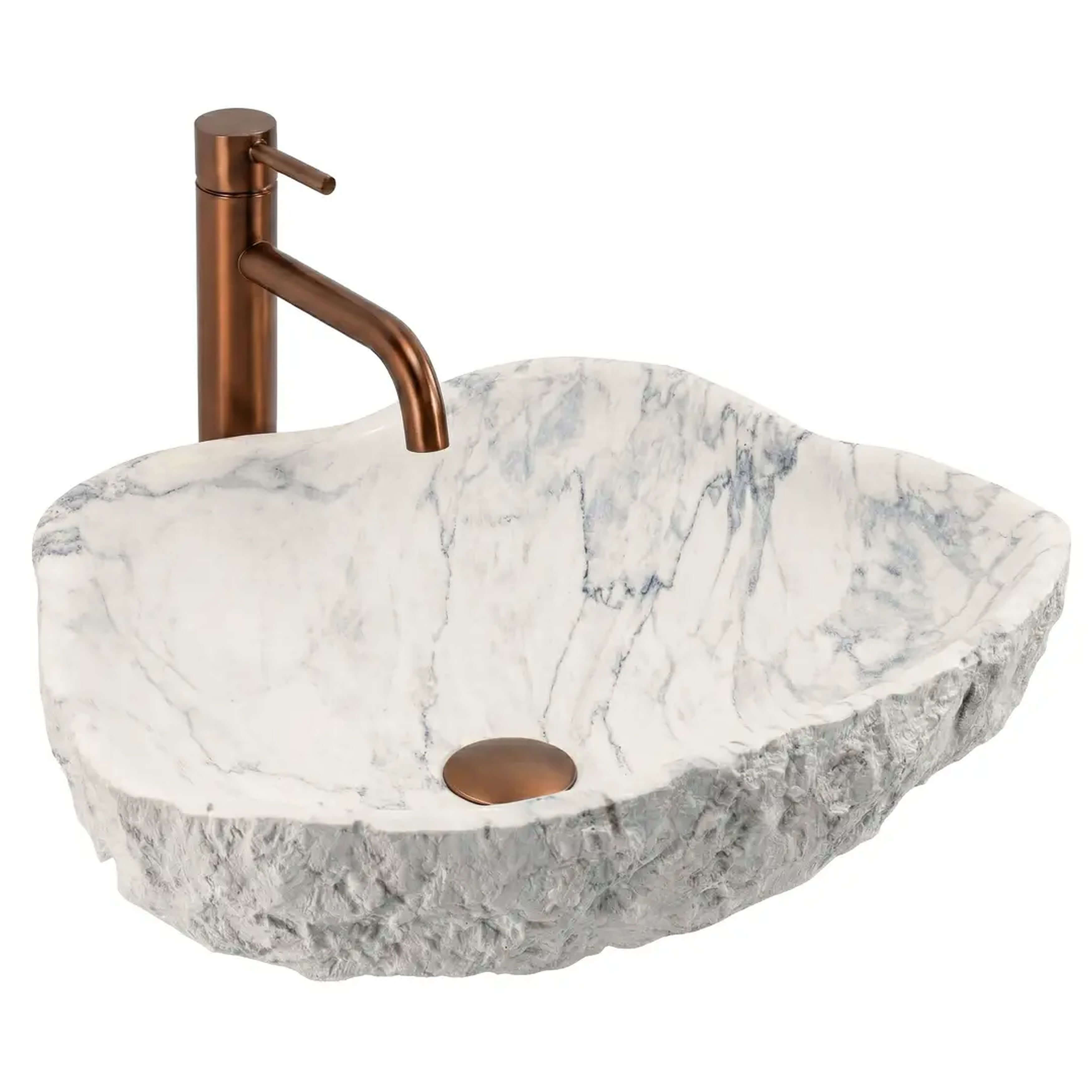 Rea Isla Waschbecken 49x37 cm Aufsatzwaschbecken weiß-grauer Stein matte REA-U3512