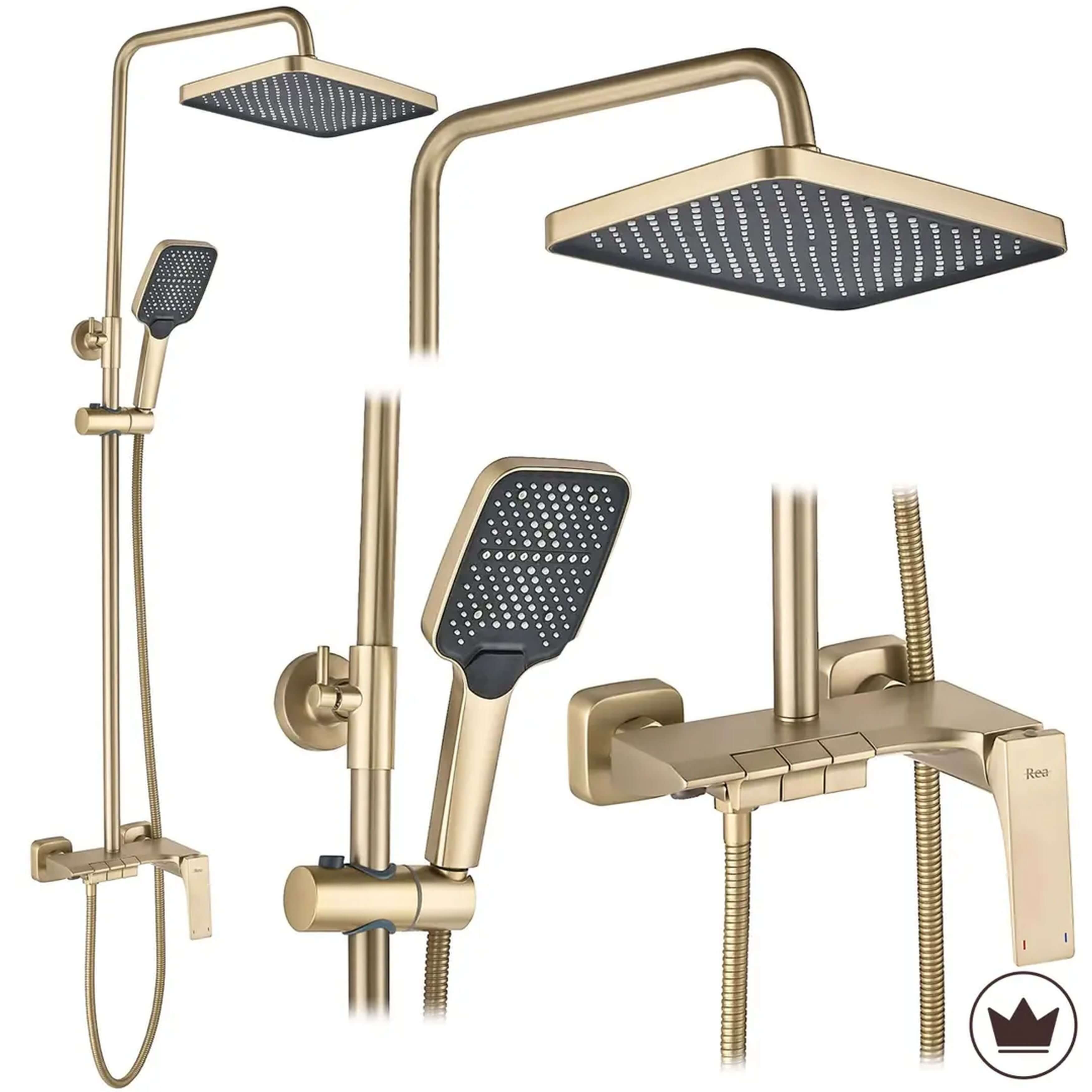 Rea Joe Duschset Wandmontage mit Kopfbrause gold REA-P5656