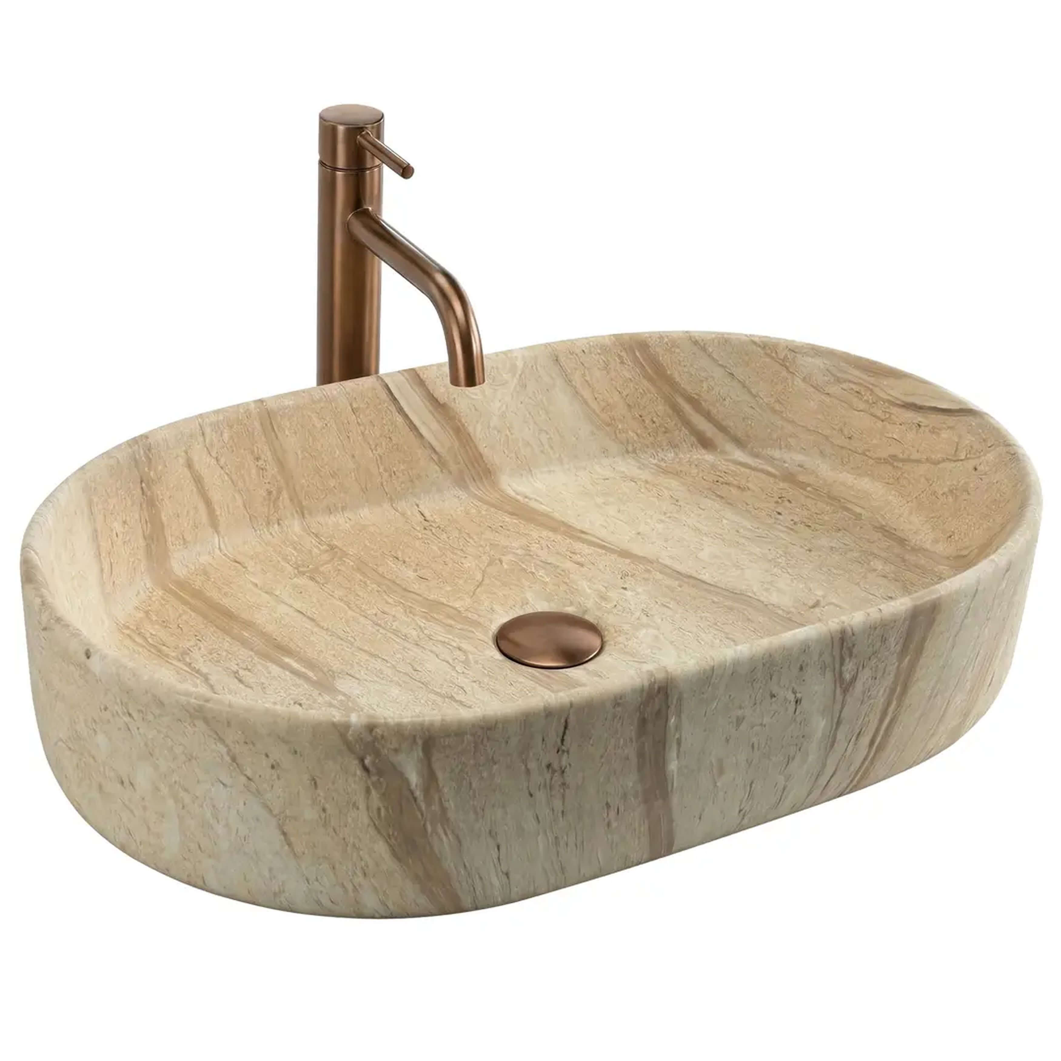 Rea Nadia Waschbecken 61x38.5 cm oval Aufsatzwaschbecken braun/beige matte REA-U3526