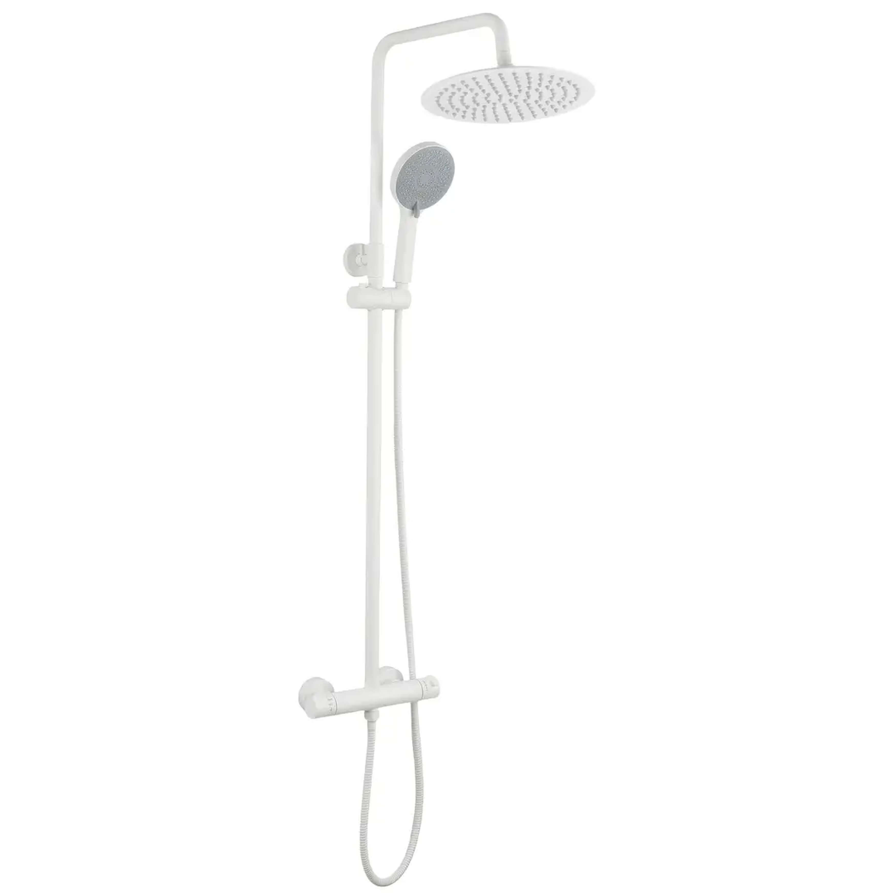 Rea Lungo Duschset Wandmontage mit Thermostat mit Kopfbrause weiß REA-P6731