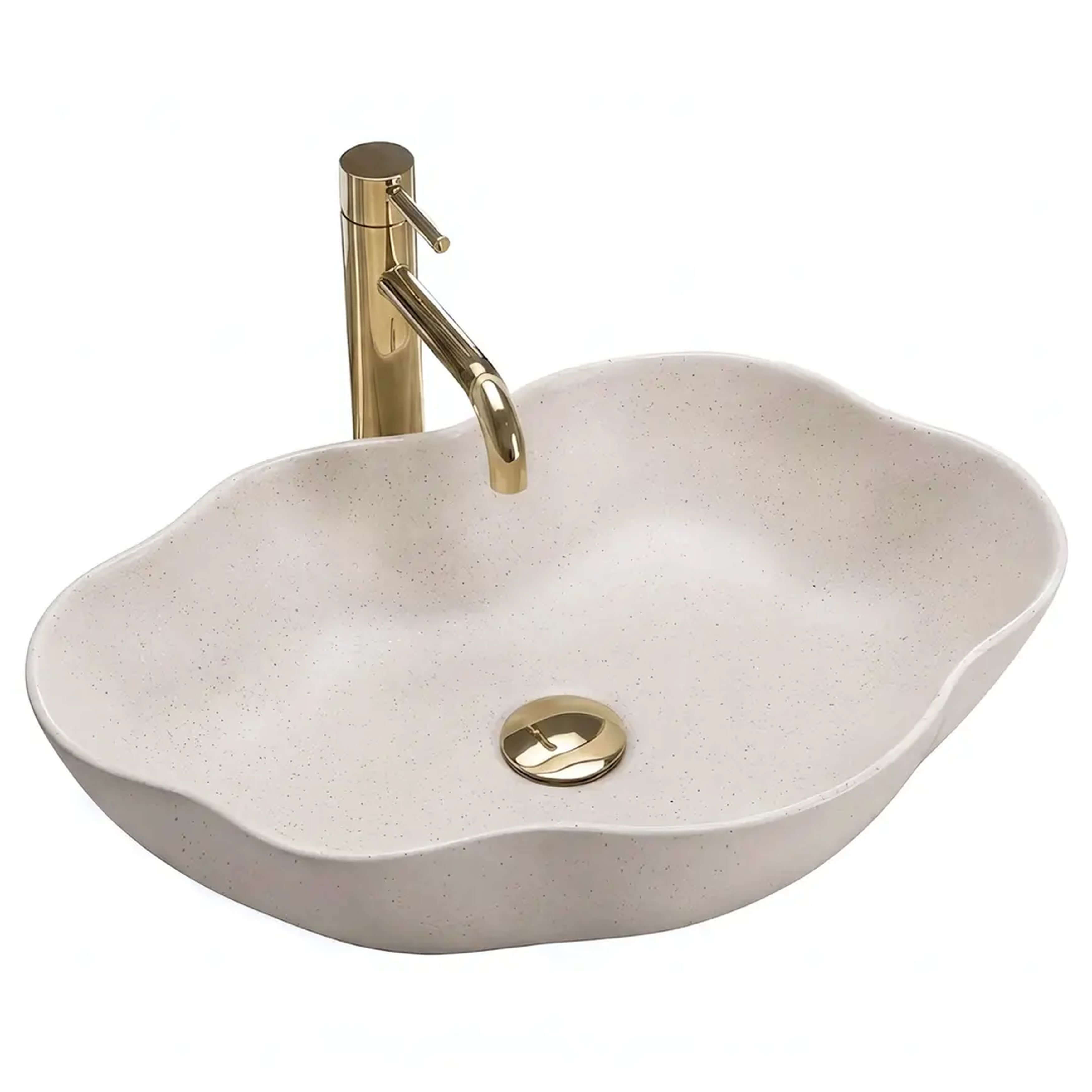 Rea Pearl Waschbecken 50.5x38 cm Aufsatzwaschbecken braun/beige matte REA-U0617
