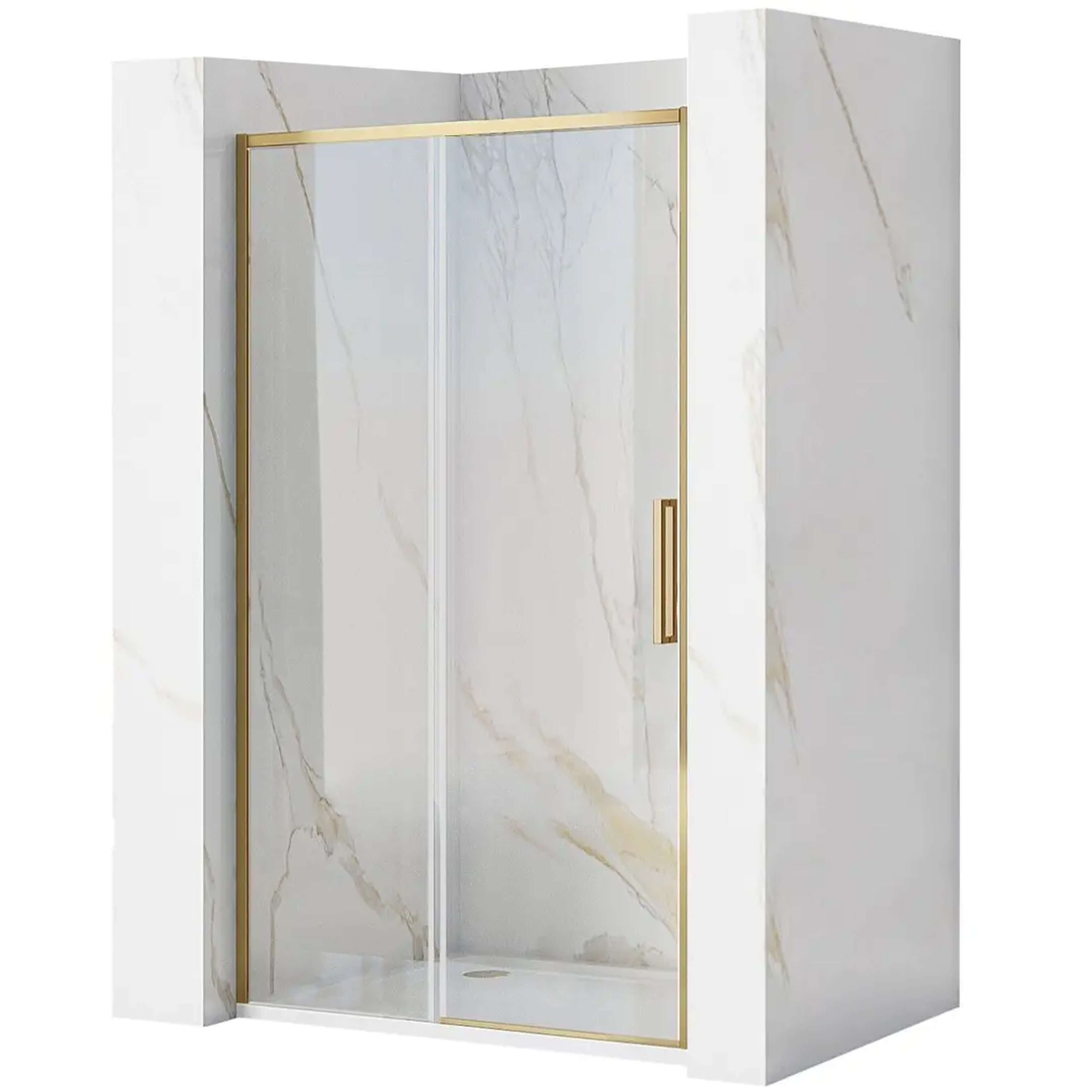 Rea Rapid Slide Duschtüren 150 cm Schiebe- gold gebürstet/durchsichtiges Glas REA-K9380