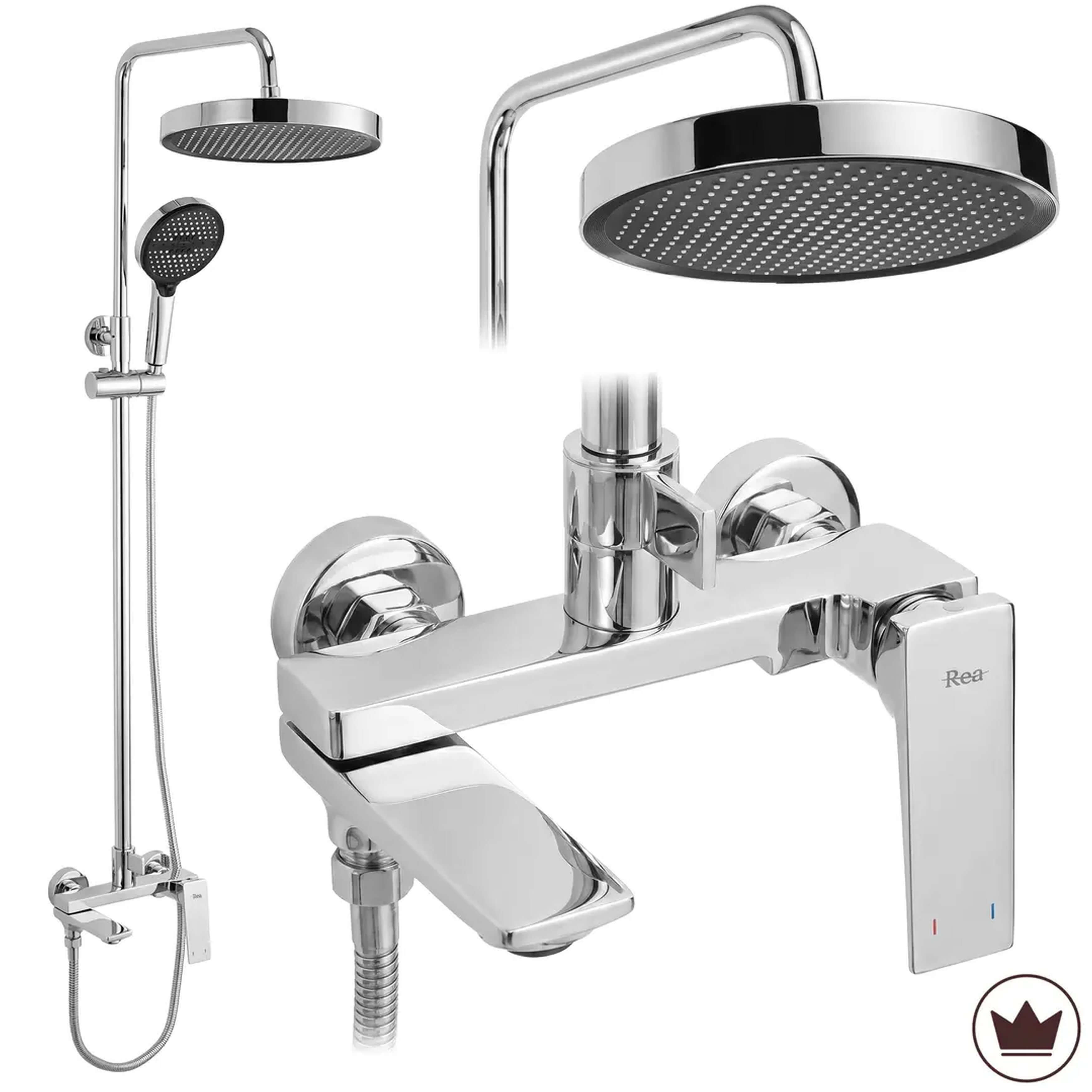 Rea Prime Badewannen- und Duschset Wandmontage mit Kopfbrause chrom REA-P6737