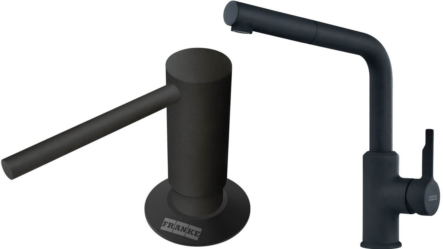 Set Küchenarmatur Franke Urban 115.0627.523, Flüssigkeitsspender Franke Comfort 112.0753.277