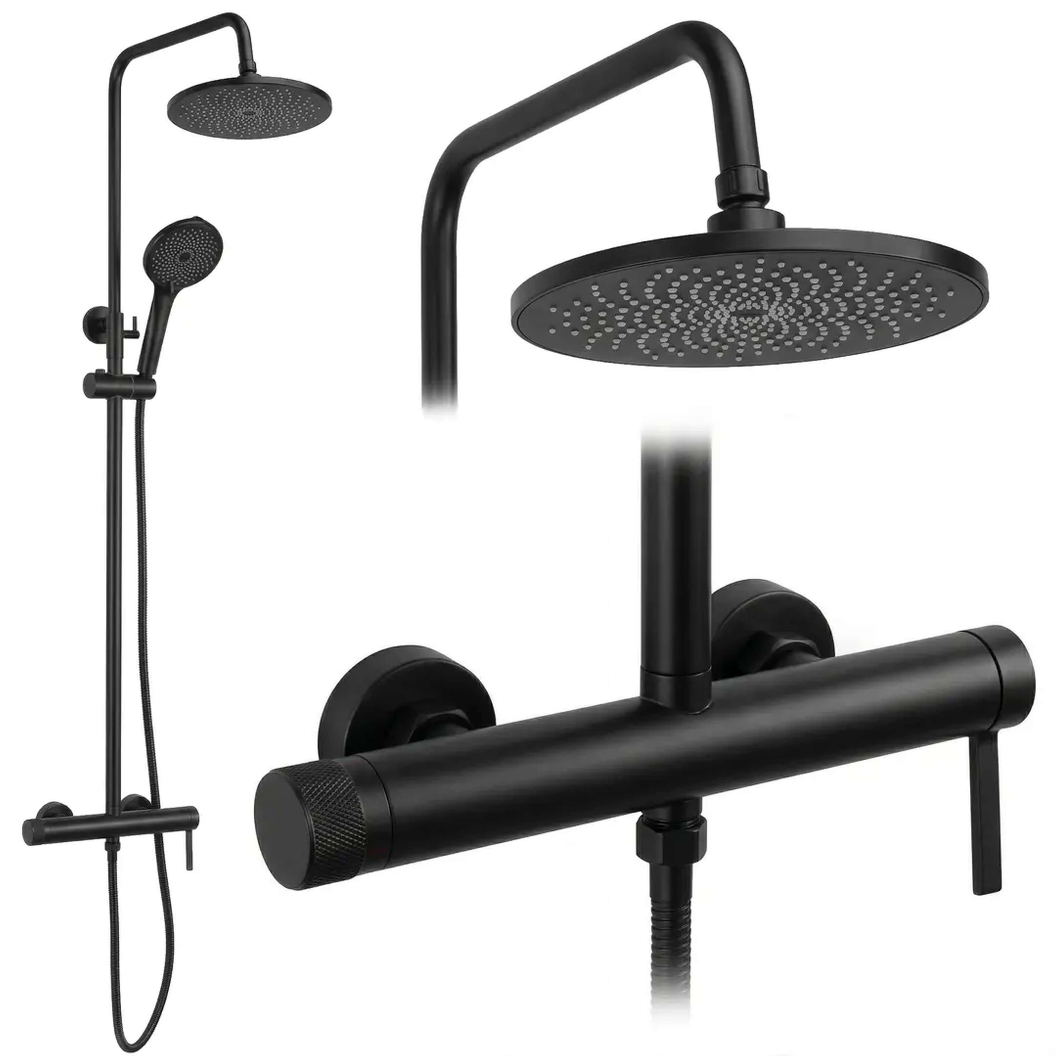 Rea Rivo Duschset Wandmontage mit Kopfbrause schwarz REA-P9499