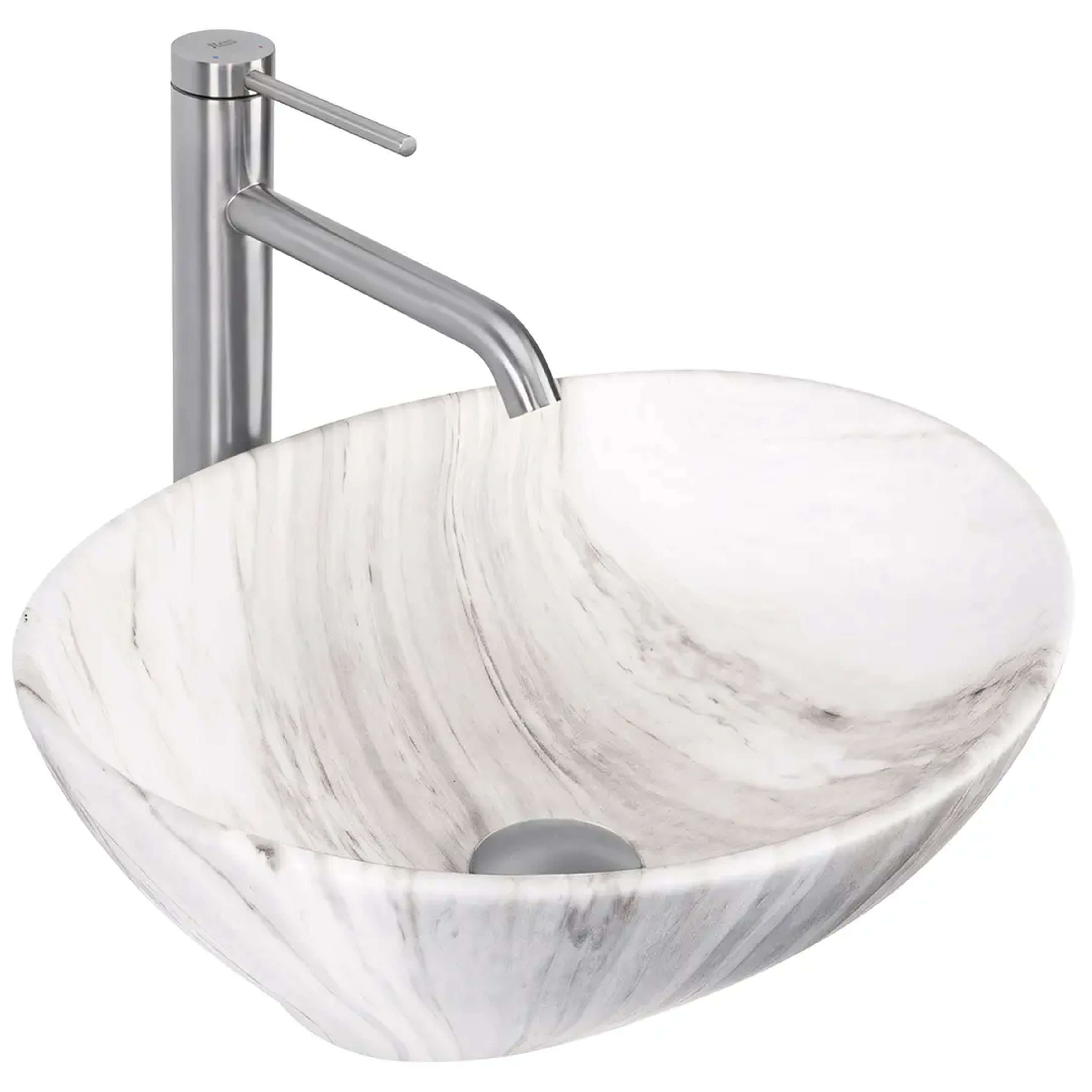 Rea Sofia Waschbecken 41x34.5 cm oval Aufsatzwaschbecken grauer Stein matte REA-U6362