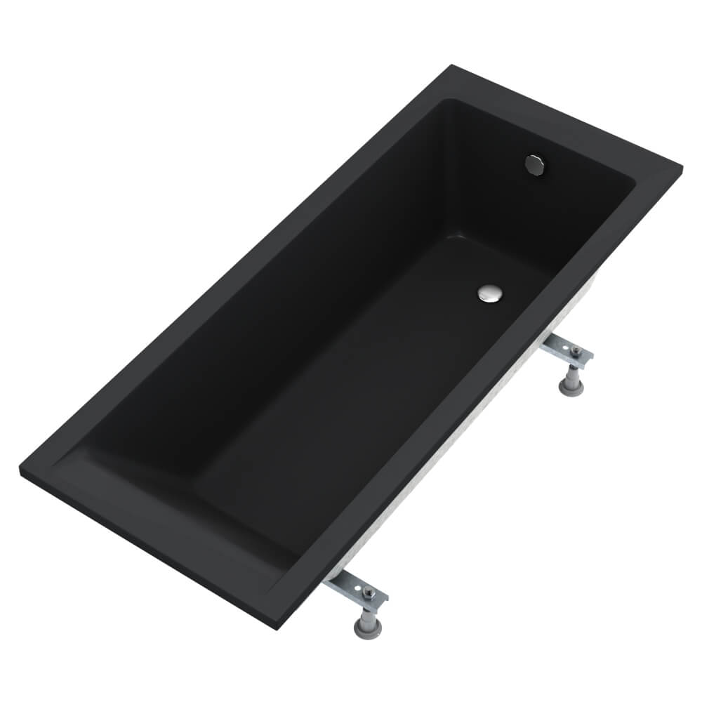 Schedline Milos Black Mat Rechteckige Badewanne 160x75 cm schwarz 3WSP.M1P-16075/C/MG