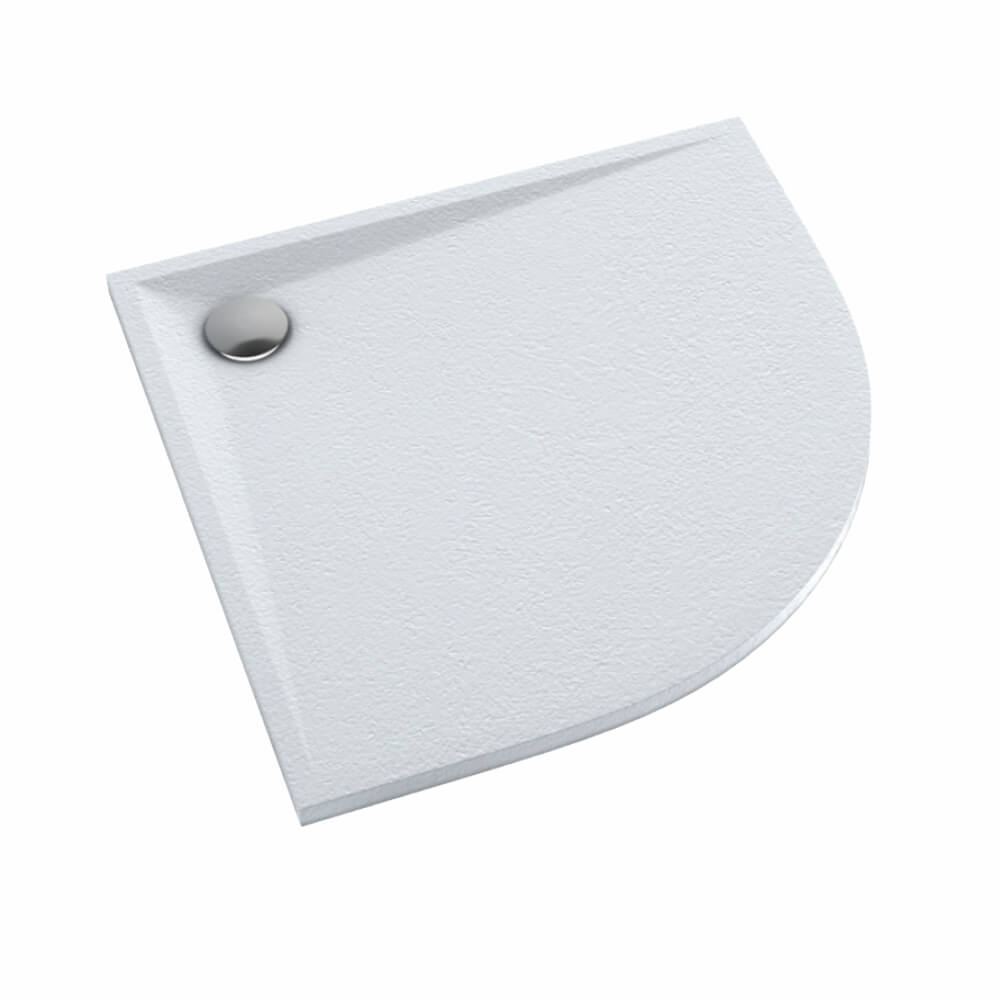 Schedline Libra Grooved White Stone Halbrunde Duschwanne 80x80 cm weiß 3SP.L1O-8080/B/GR