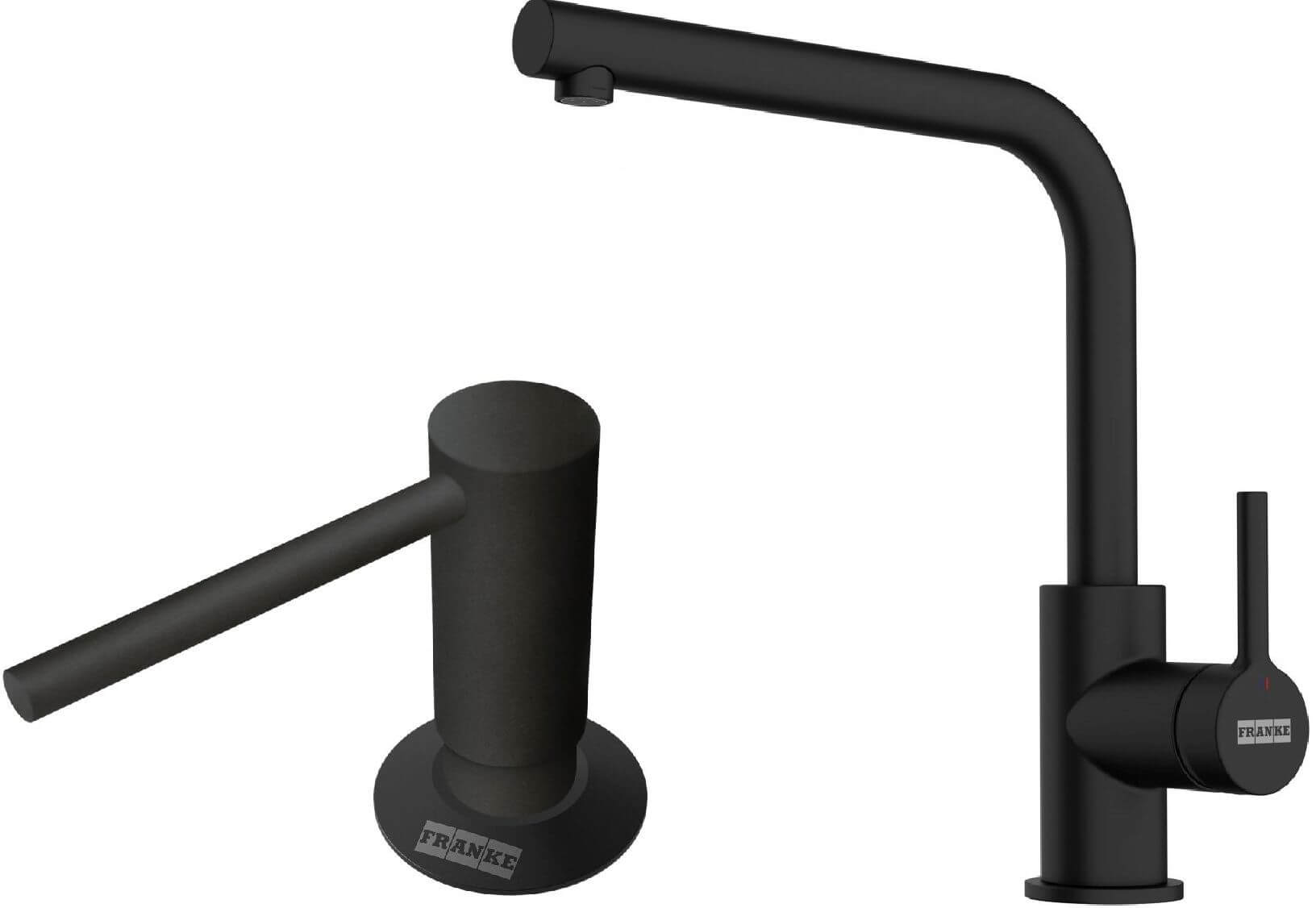 Set Küchenarmatur Franke Lina L 115.0693.393, Flüssigkeitsspender Franke Comfort 112.0753.277