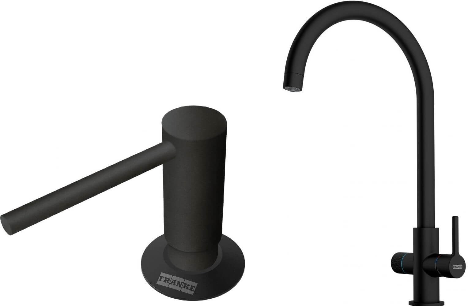 Set Küchenarmatur Franke Lina 120.0730.807, Flüssigkeitsspender Franke Comfort 112.0753.277