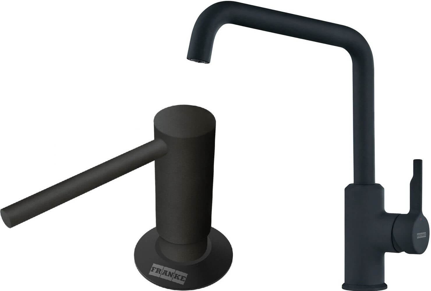 Set Küchenarmatur Franke Urban 115.0627.524, Flüssigkeitsspender Franke Comfort 112.0753.277