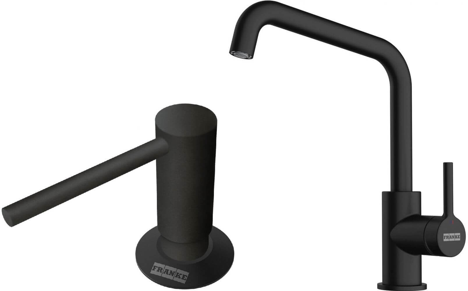 Set Küchenarmatur Franke Lina 115.0728.474, Flüssigkeitsspender Franke Comfort 112.0753.277