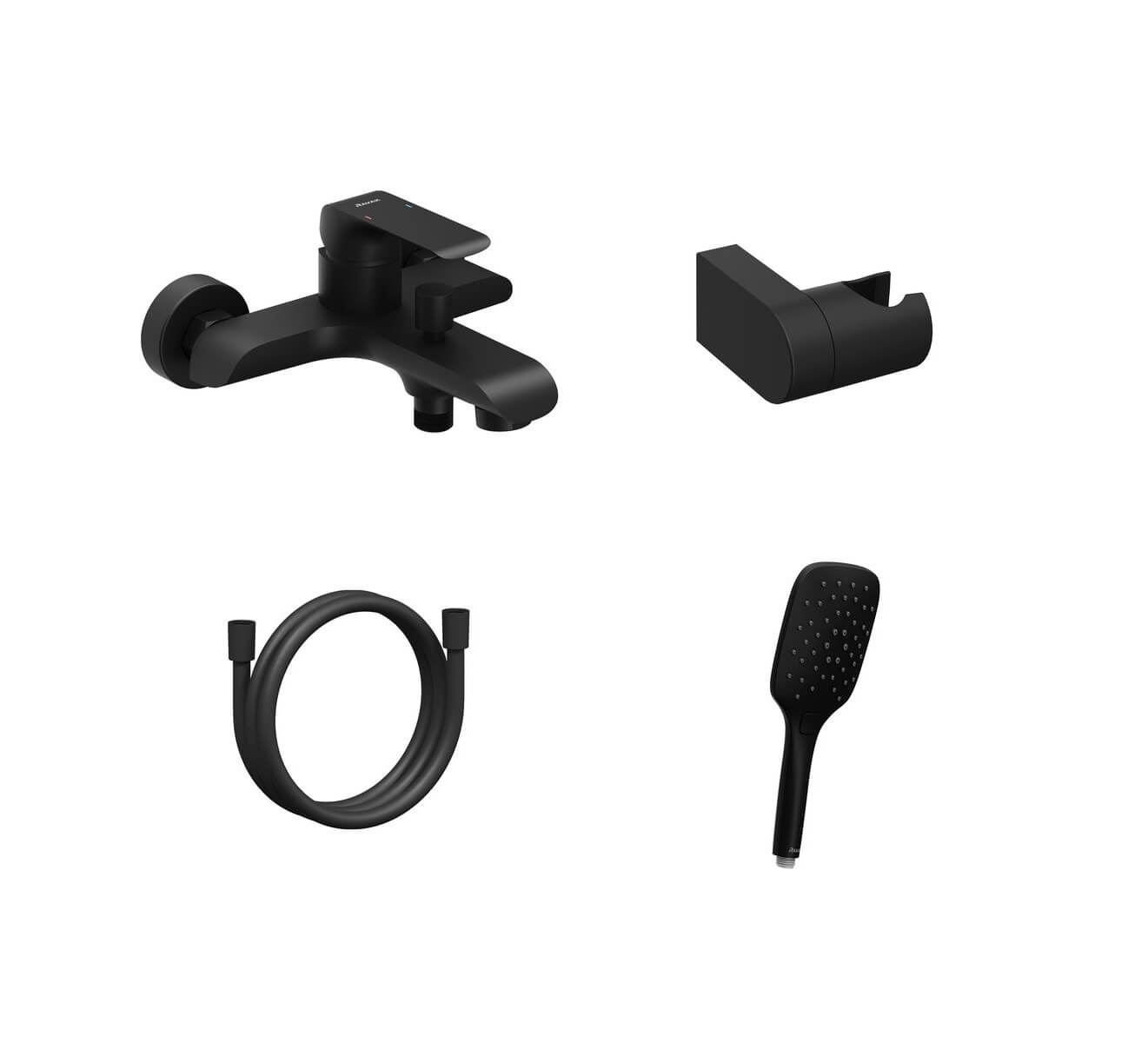 Ravak Flat Badewannen- und Duscharmatur Wandmontage schwarz X07S114