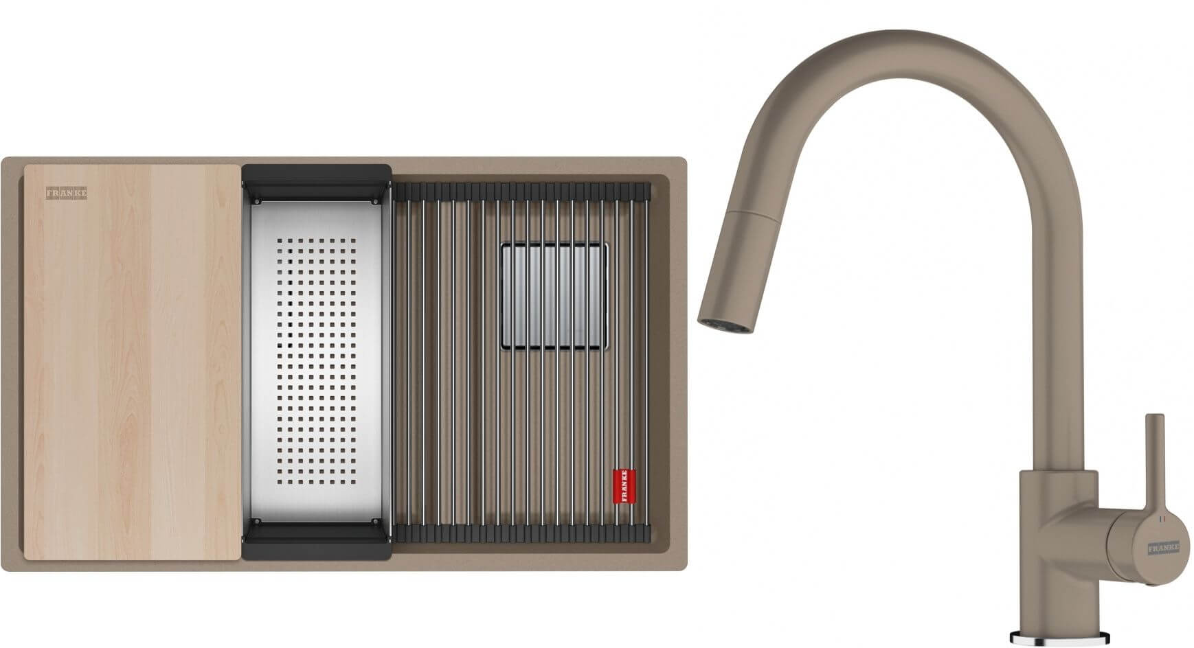 Set Granitspüle Franke Kanon 125.0749.677, Küchenarmatur Franke Lina 115.0626.084