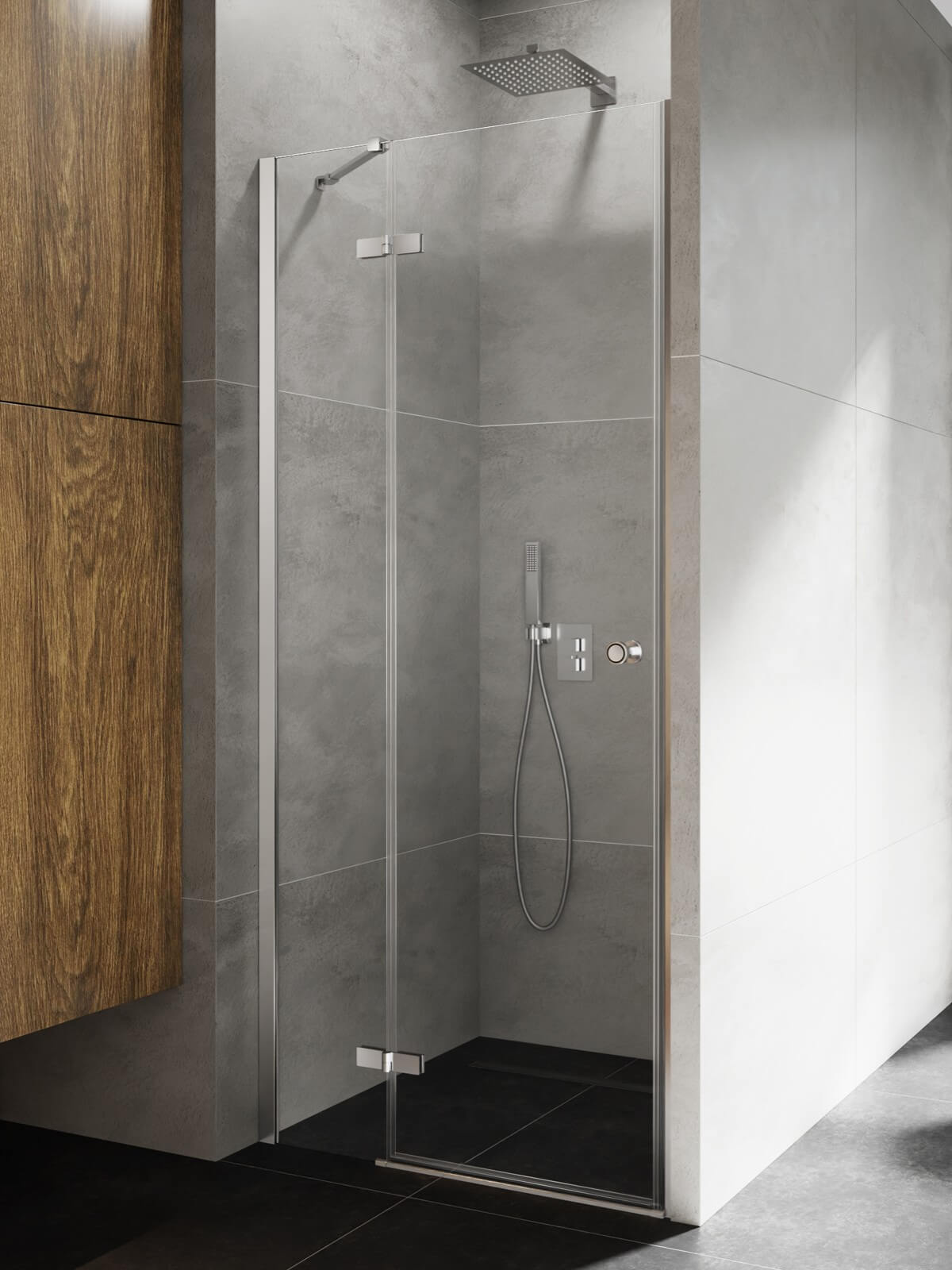 New Trendy Kalibra Duschtüren 120 cm aufklappbar chrom Glanz/durchsichtiges Glas D-1005A