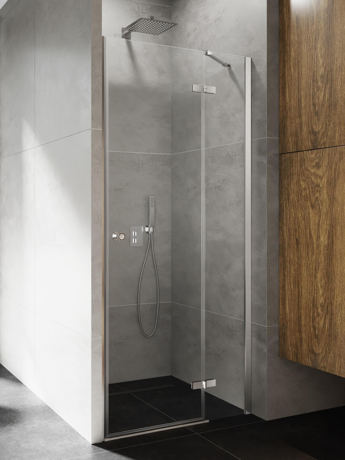 New Trendy Kalibra Duschtüren 80 cm aufklappbar chrom Glanz/durchsichtiges Glas D-1006A