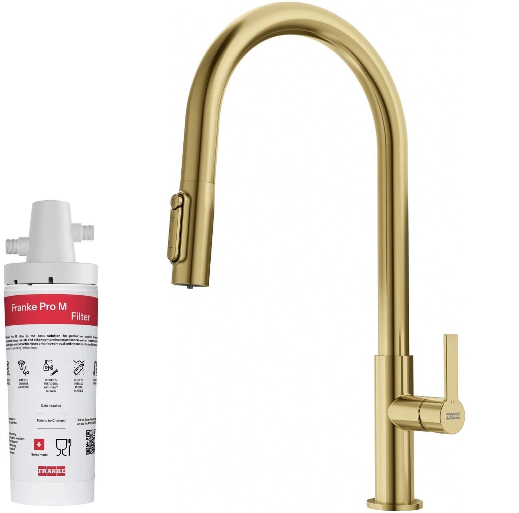 Set Küchenarmatur Franke Maris Slim Clear Water J Pull-Out 120.0736.601, Untertischfilter Franke Pro M Connect 150.0752.886