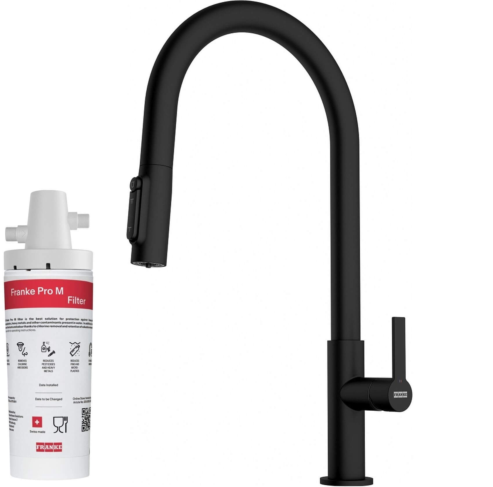 Set Küchenarmatur Franke Maris Slim Clear Water J Pull-Out 120.0730.911, Untertischfilter Franke Pro M Connect 150.0752.886