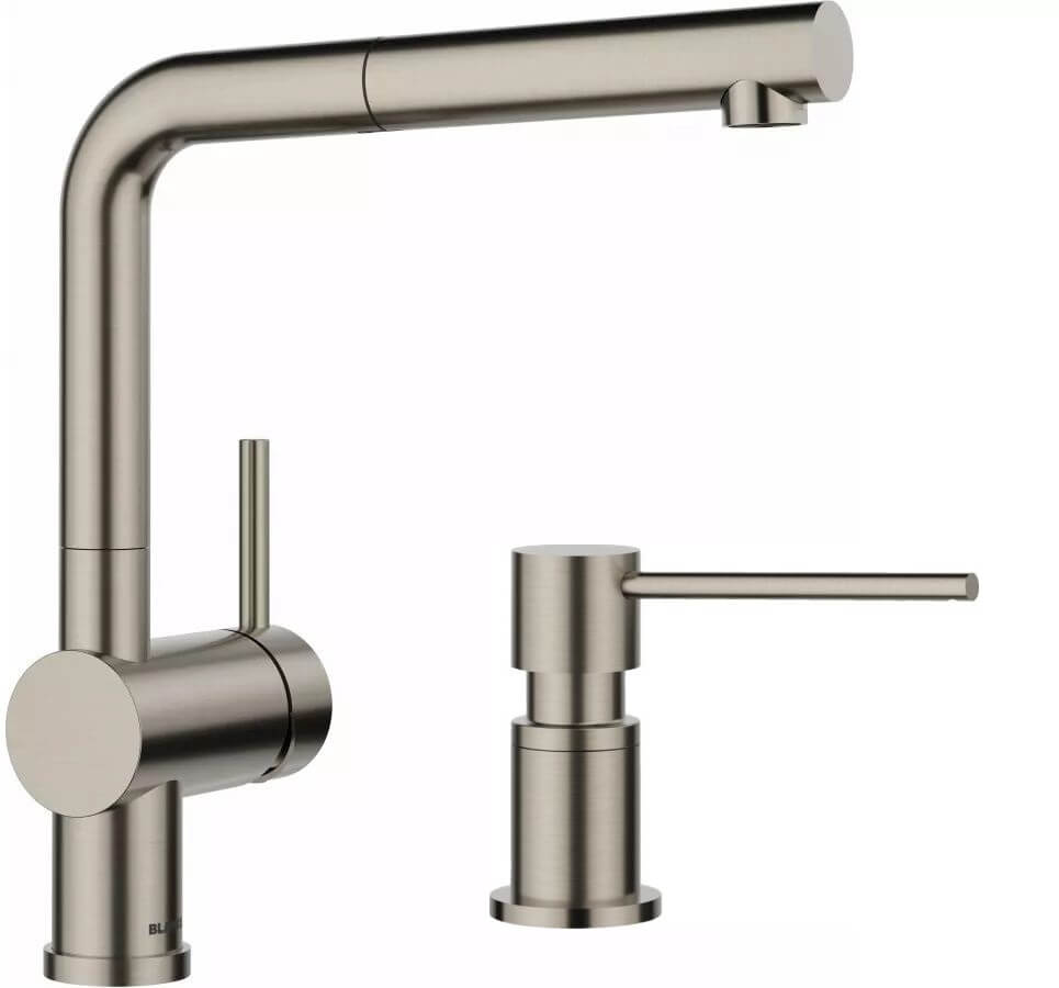 Set Küchenarmatur Blanco Linus-S 527699, Flüssigkeitsspender Blanco Lato 527721