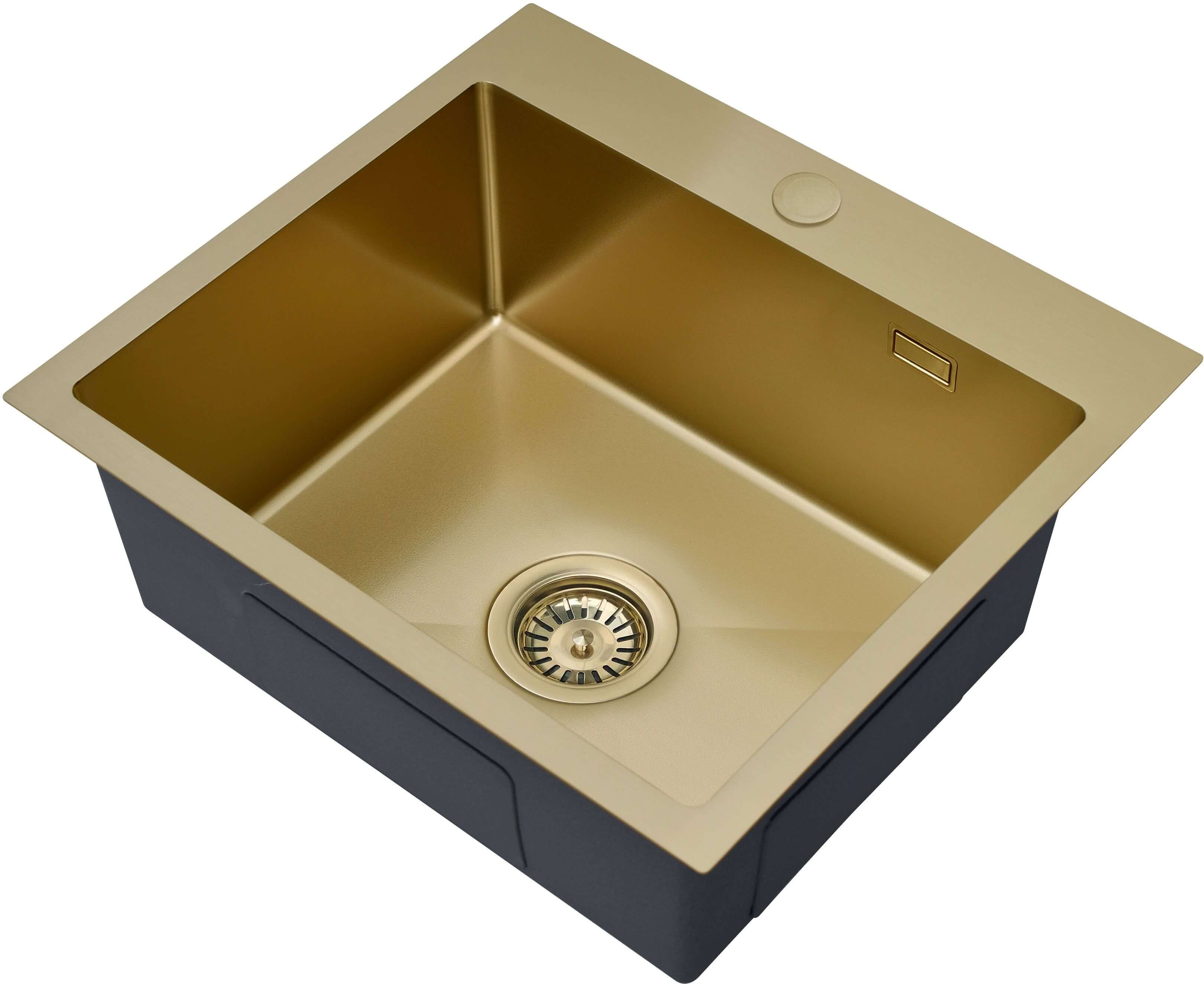 Ruvetti Look Edelstahlspüle 50x45 cm gold 5003L_PVD_CH50_W