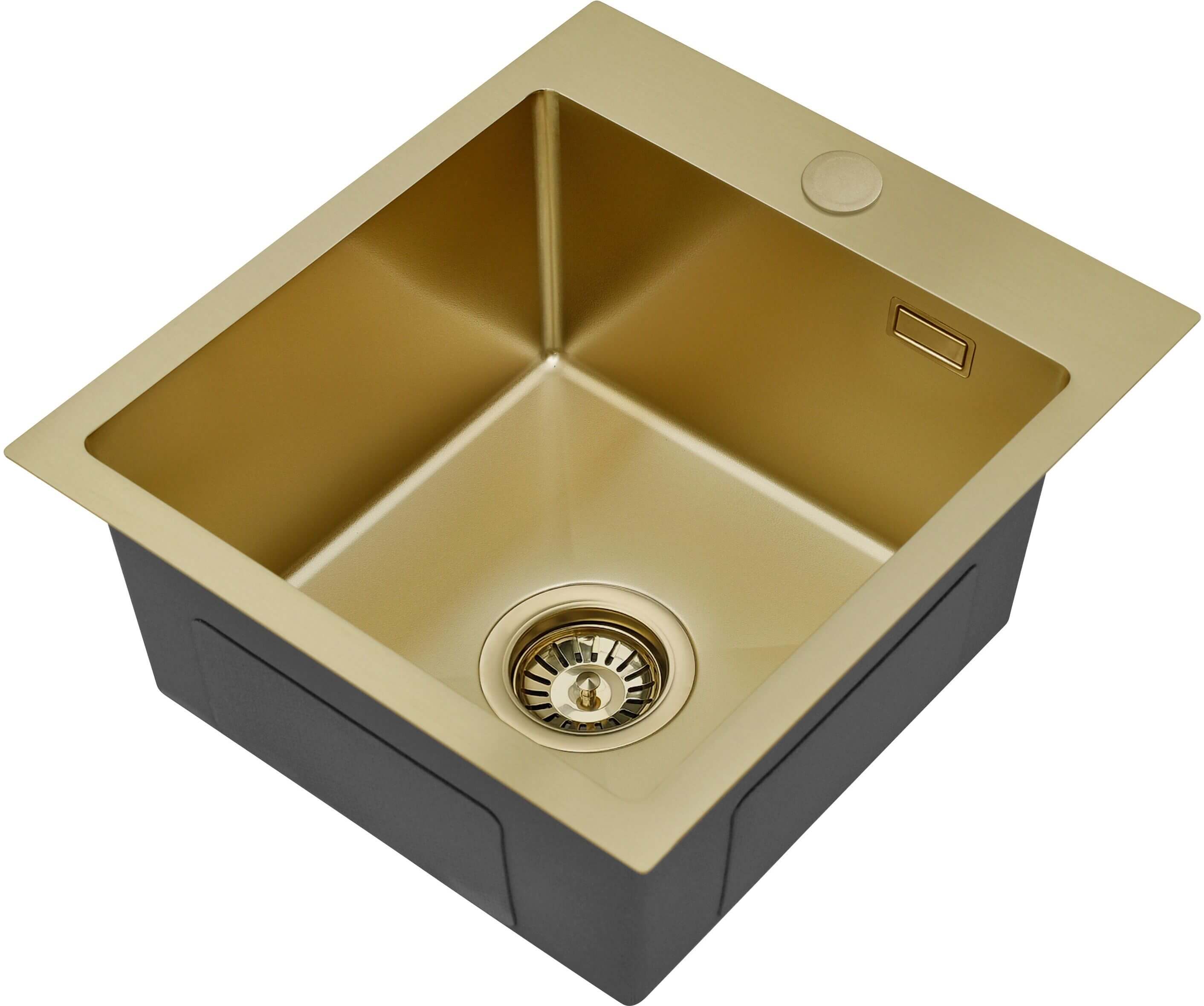 Ruvetti Look Edelstahlspüle 45x40 cm gold 5003L_PVD_CH40_W