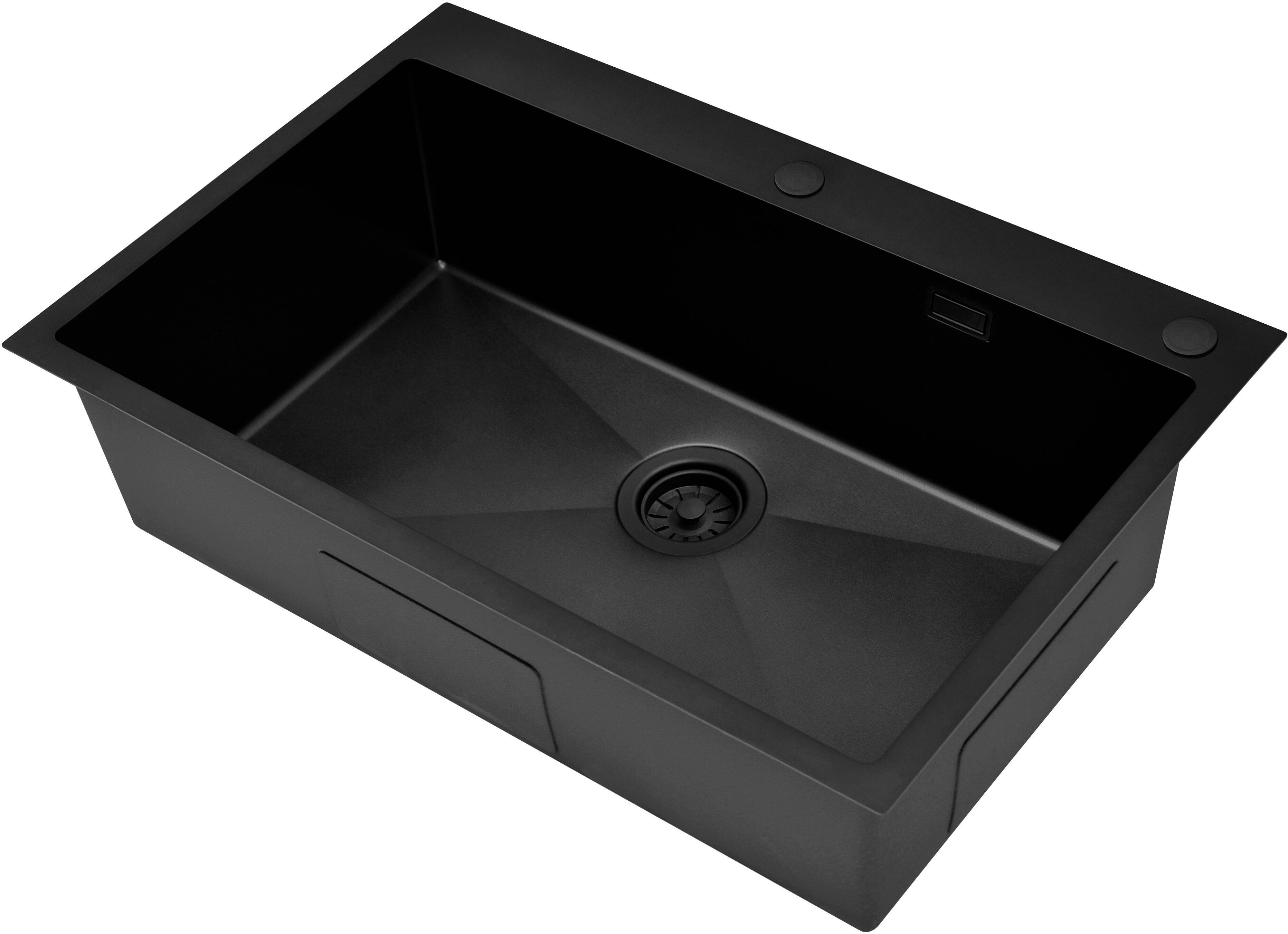 Ruvetti Masivo Waschbecken mit Spender 76x50 cm schwarz 5002M_PVD_BL80_W