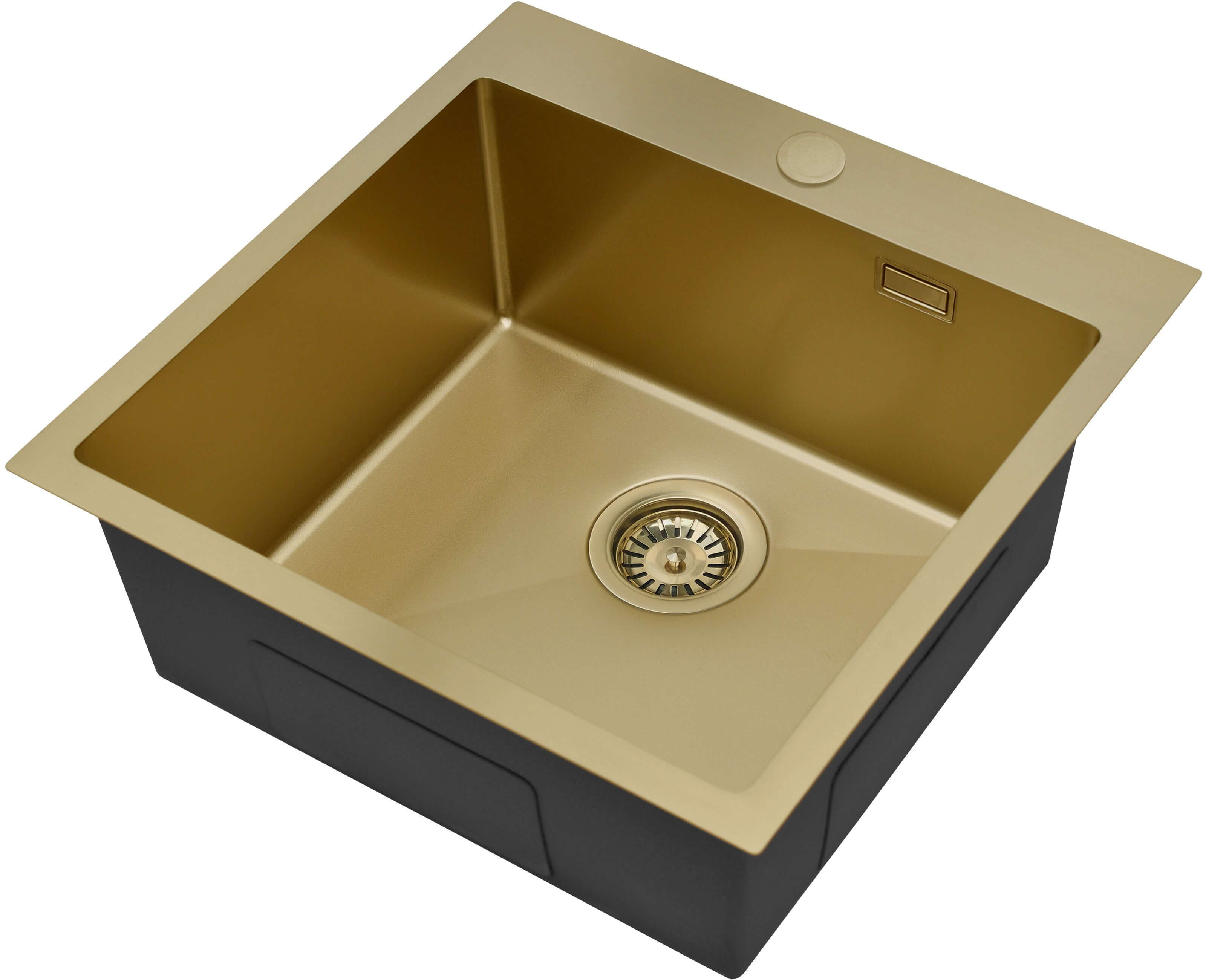 Ruvetti Masivo Edelstahlspüle 50x50 cm gold 5002M_PVD_CH50_W